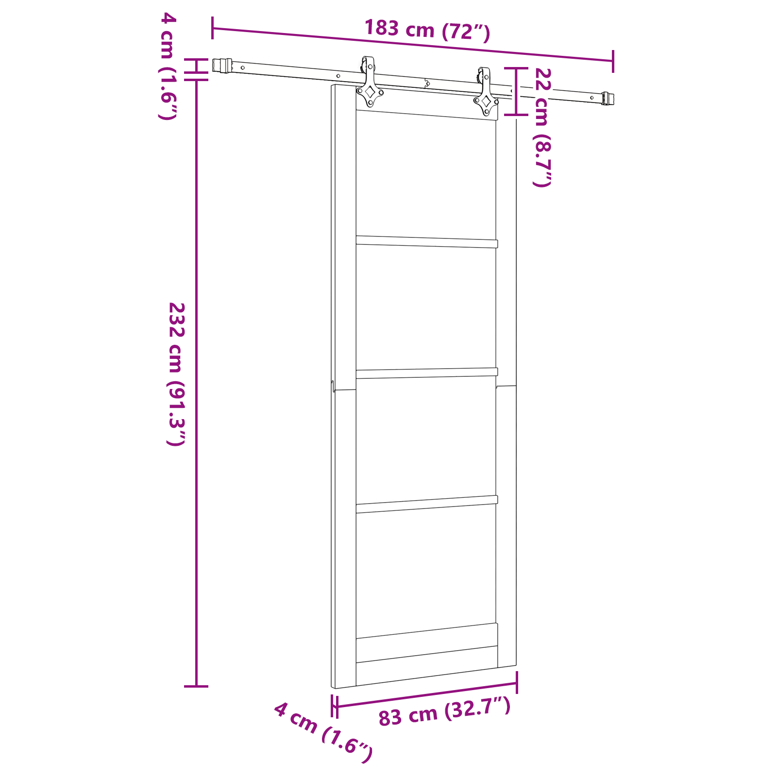 Sliding Door with Hardware Set White 83x232 cm Solid Wood Pine - Image 11