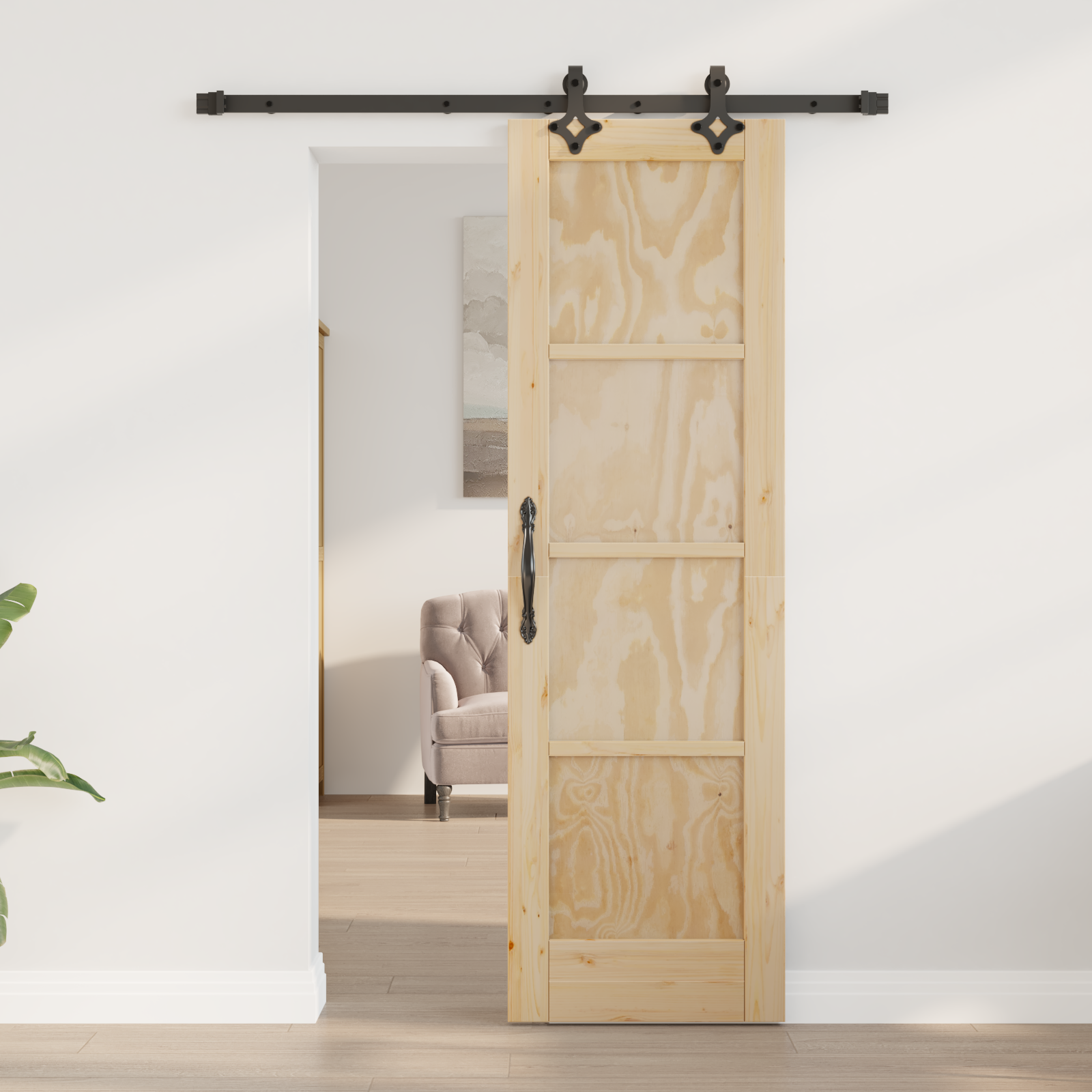 Sliding Door with Hardware Set "ORKDAL" Solid Wood Pine - Image 3