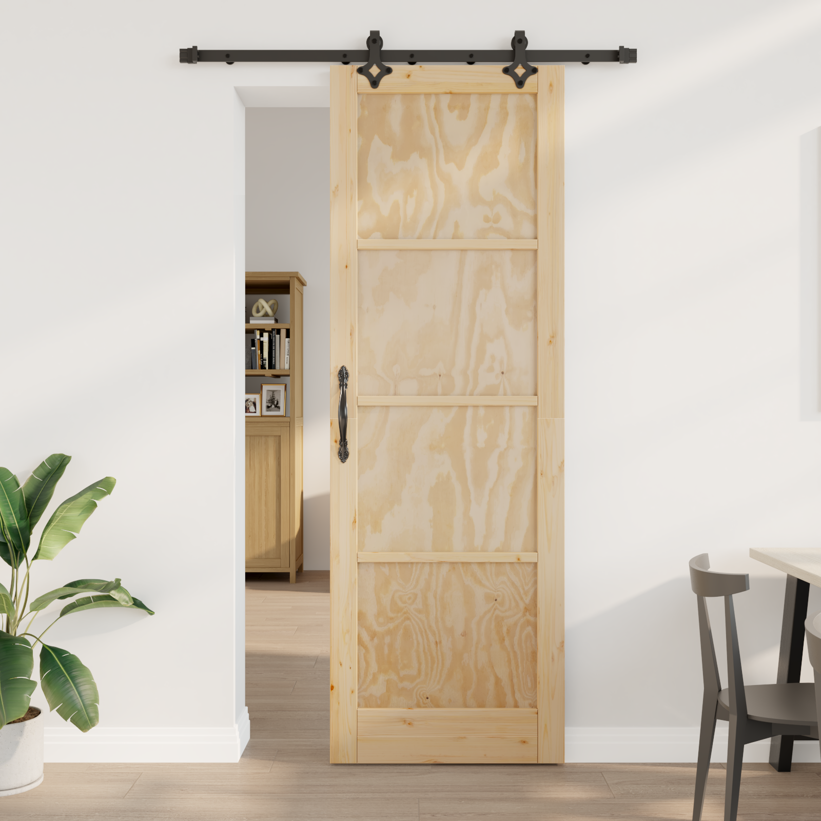 Sliding Door with Hardware Set 'ORKDAL'Solid Wood Pine