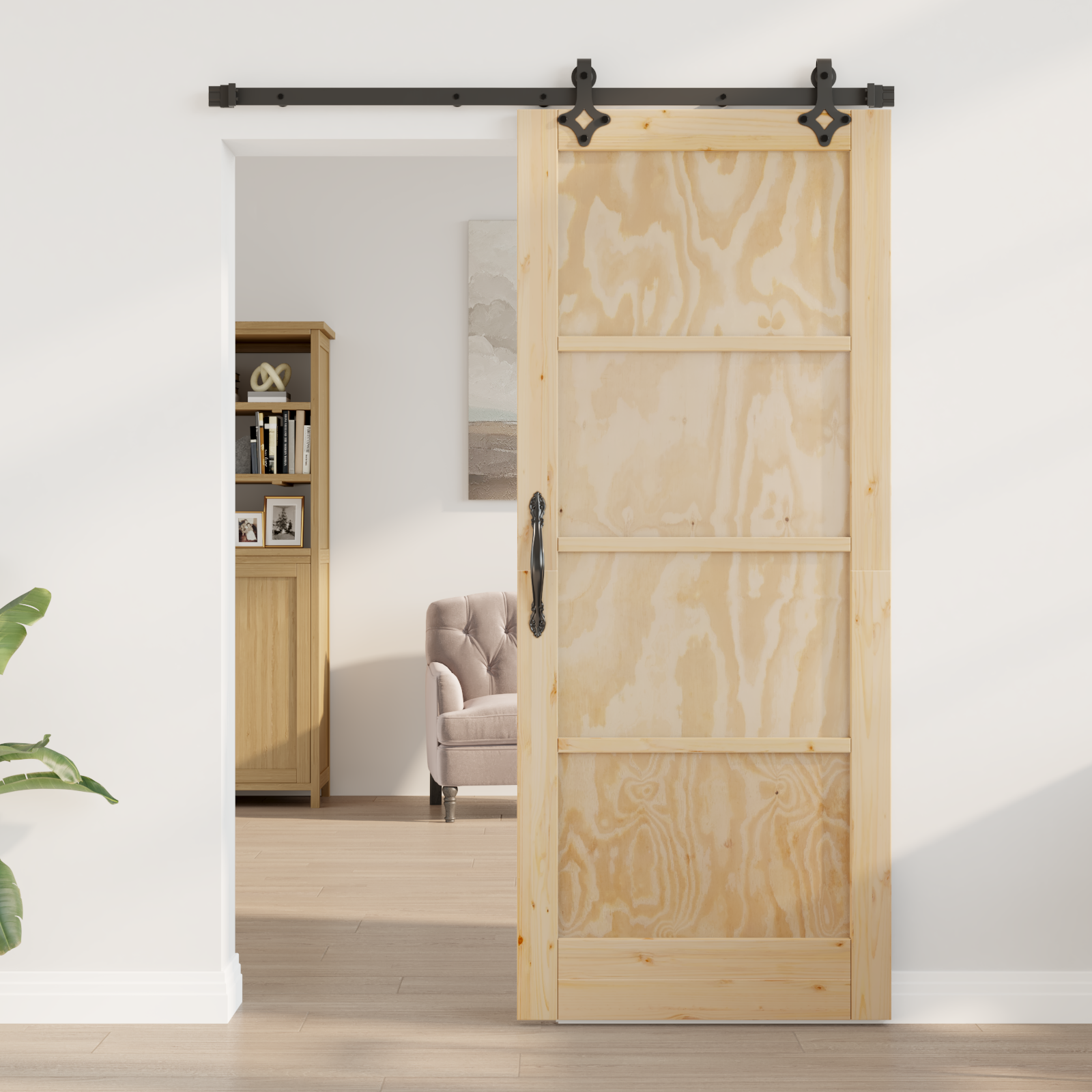 Sliding Door with Hardware Set "ORKDAL" Solid Wood Pine - Image 3