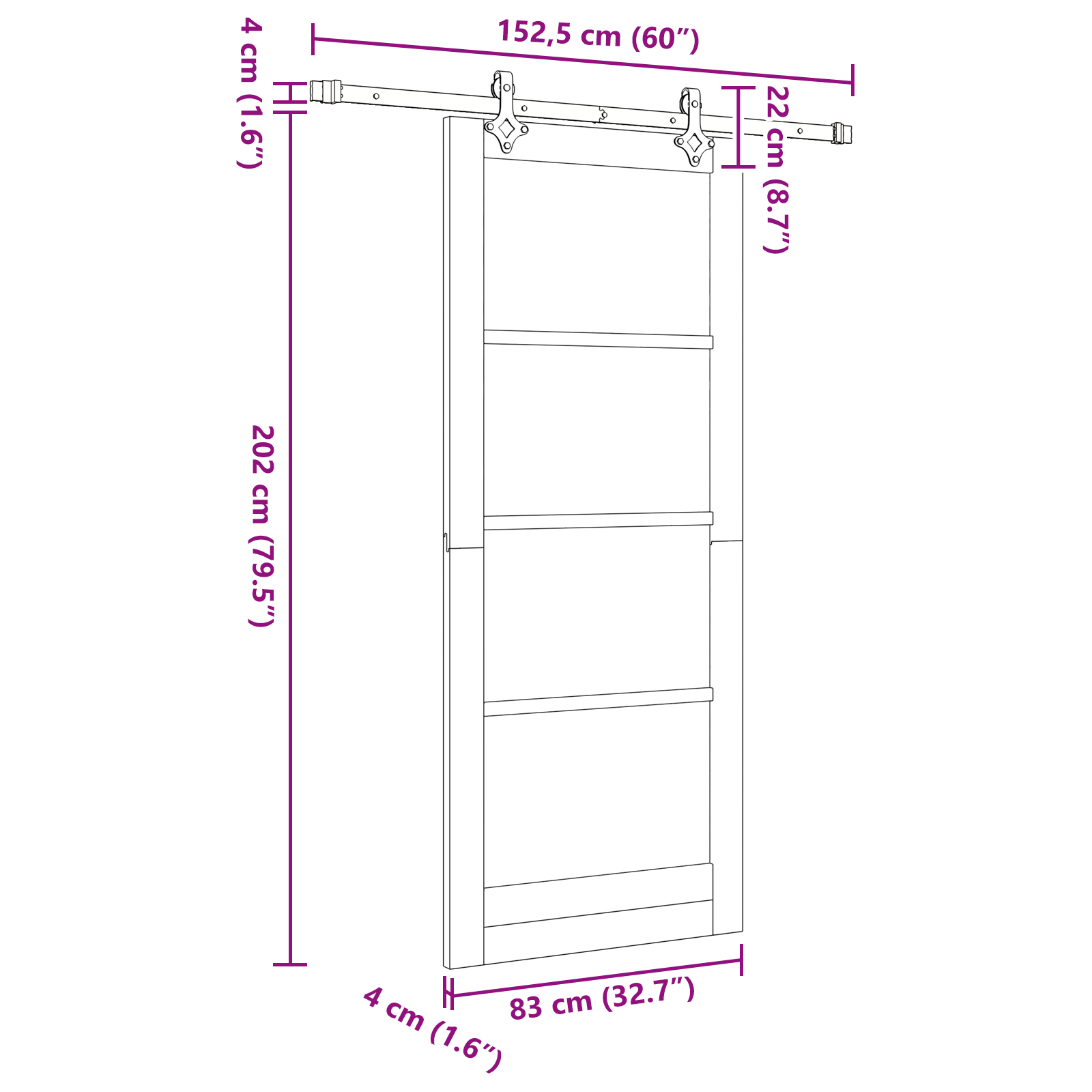 Sliding Door with Hardware Set "ORKDAL" Solid Wood Pine - Image 11
