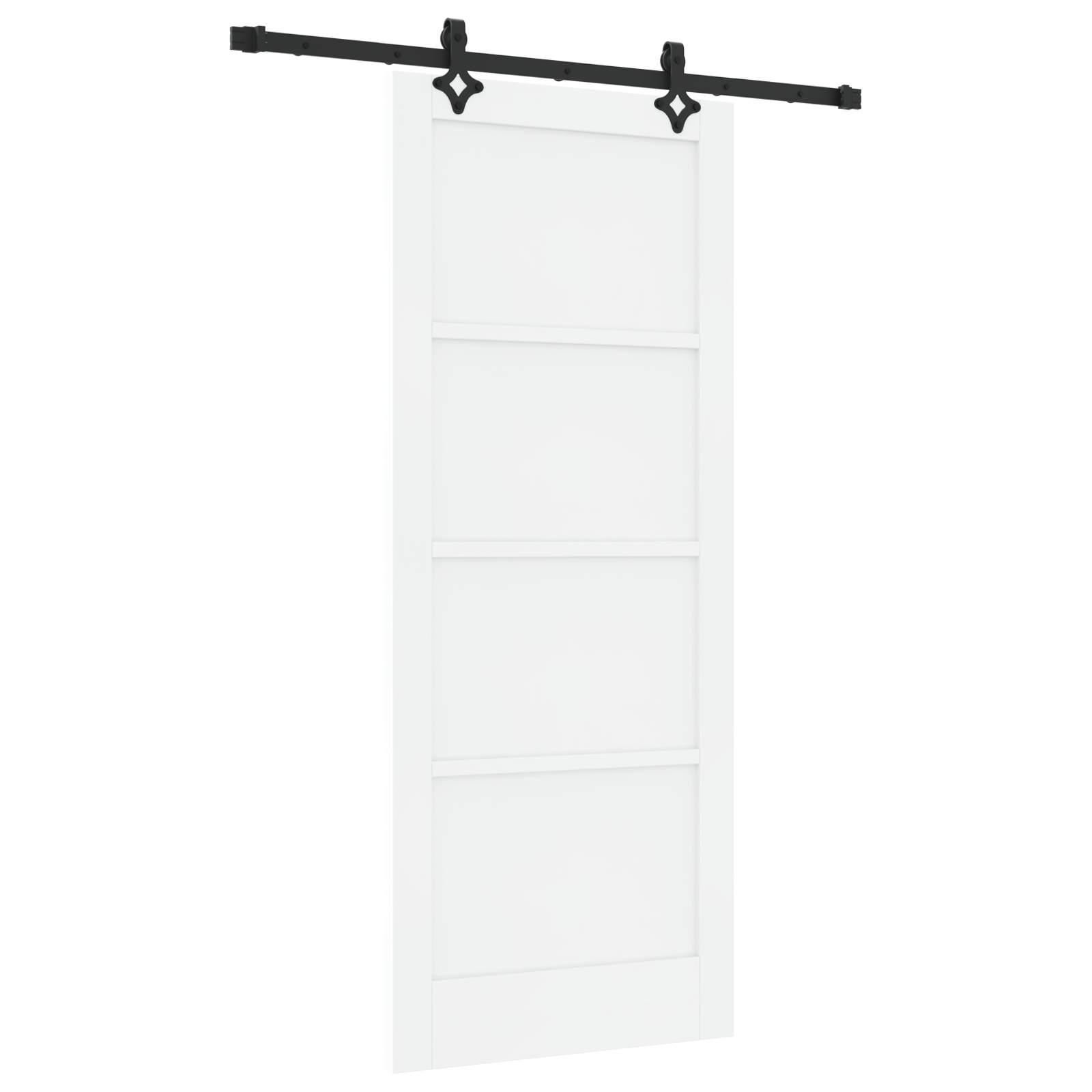 Sliding Door with Hardware Set 'ORKDAL'White Solid Wood Pine - Image 2