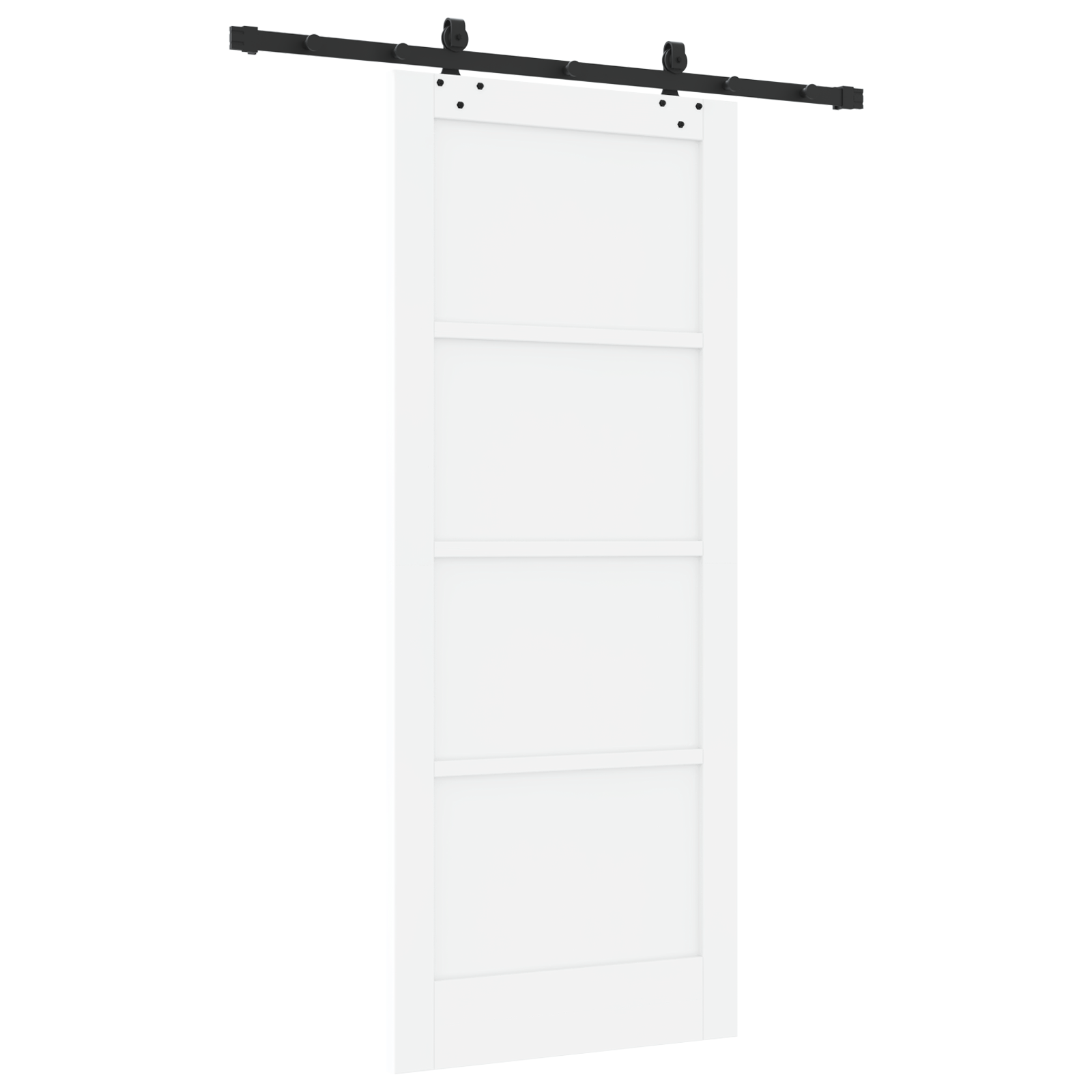 Sliding Door with Hardware Set 'ORKDAL'White Solid Wood Pine - Image 6