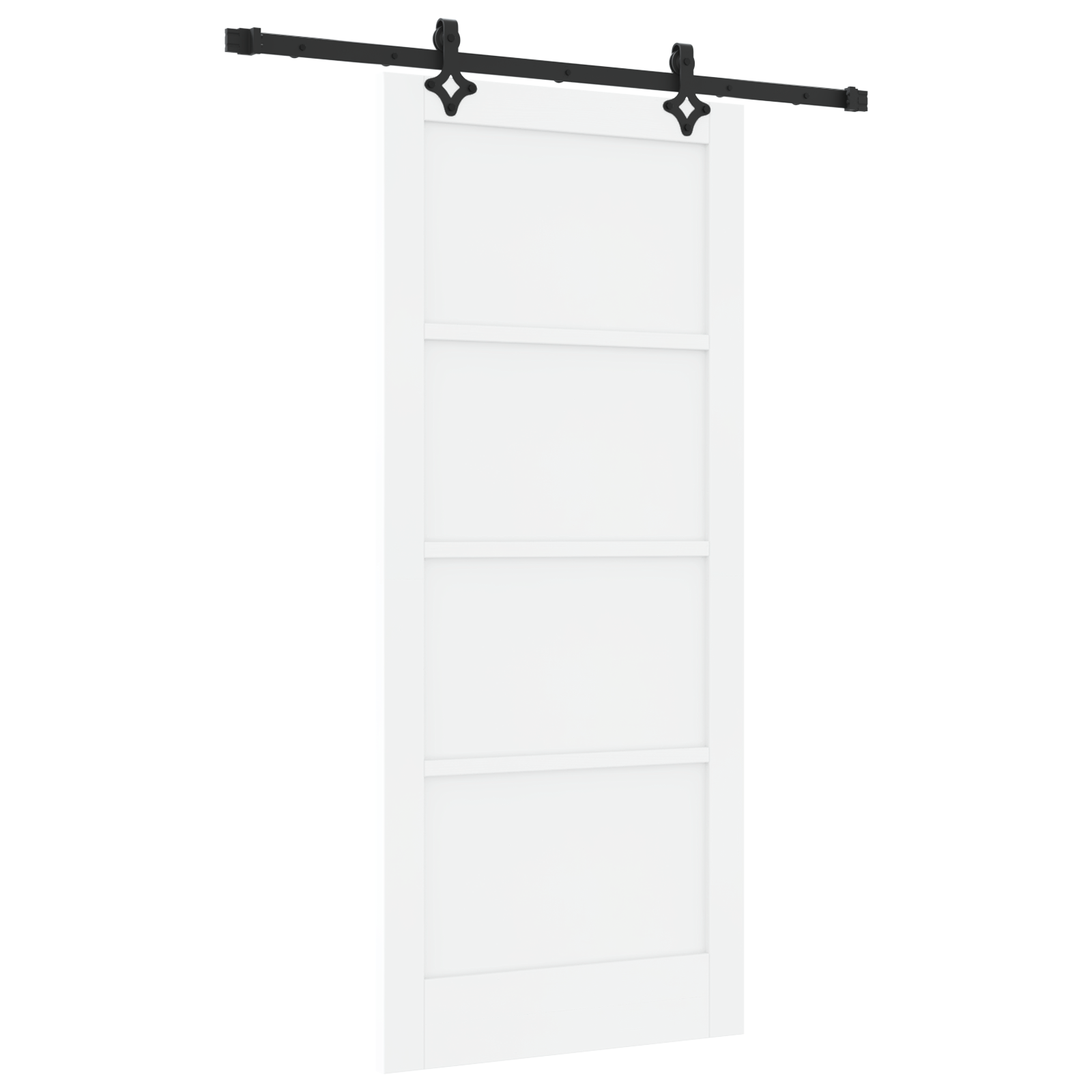 Sliding Door with Hardware Set 'ORKDAL'White Solid Wood Pine - Image 2