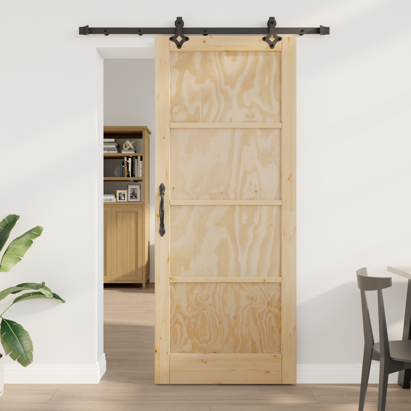 Sliding Door with Hardware Set 'ORKDAL'Solid Wood Pine