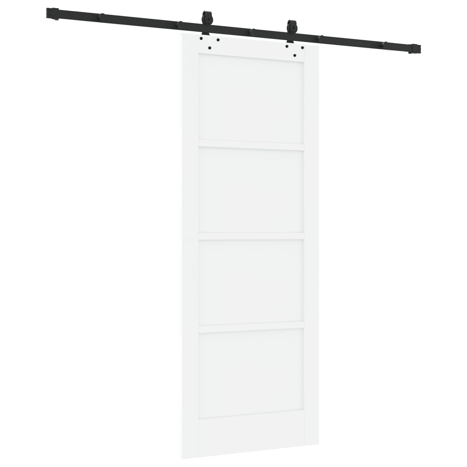 Sliding Door with Hardware Set 'ORKDAL'White Solid Wood Pine - Image 6