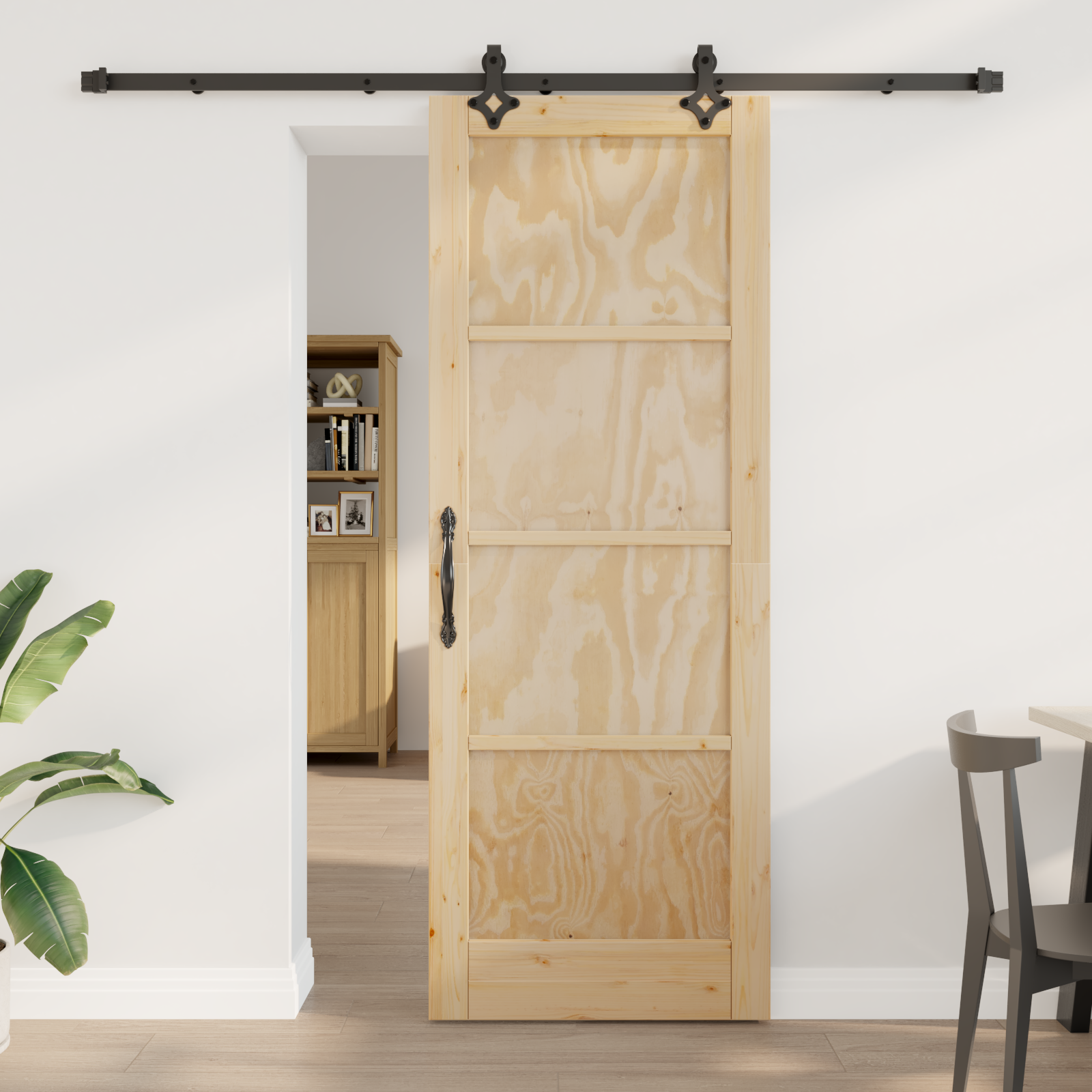 Sliding Door with Hardware Set 'ORKDAL'Solid Wood Pine