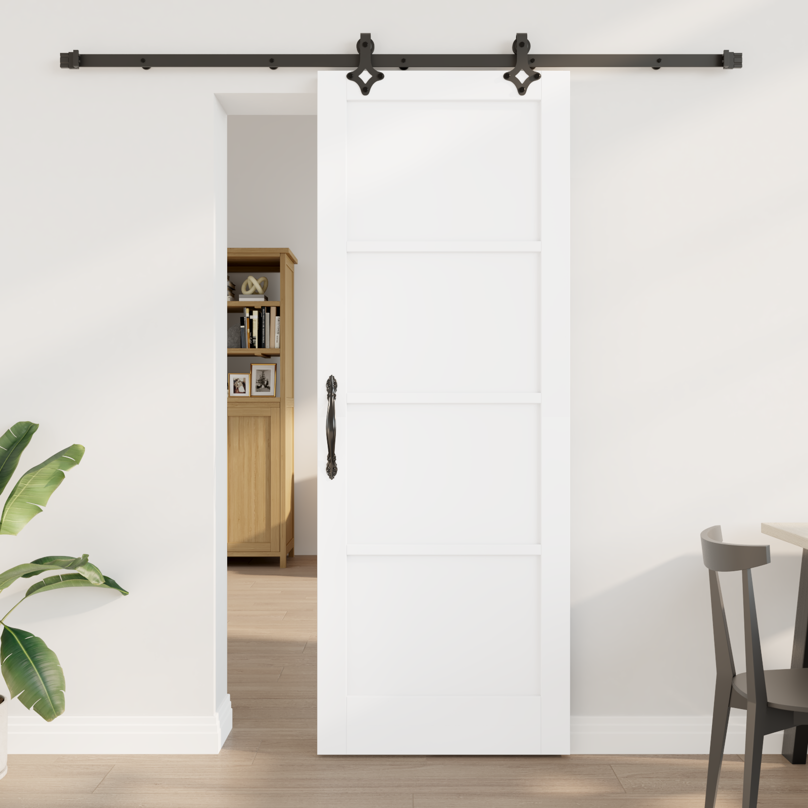 Sliding Door with Hardware Set "ORKDAL" White Solid Wood Pine