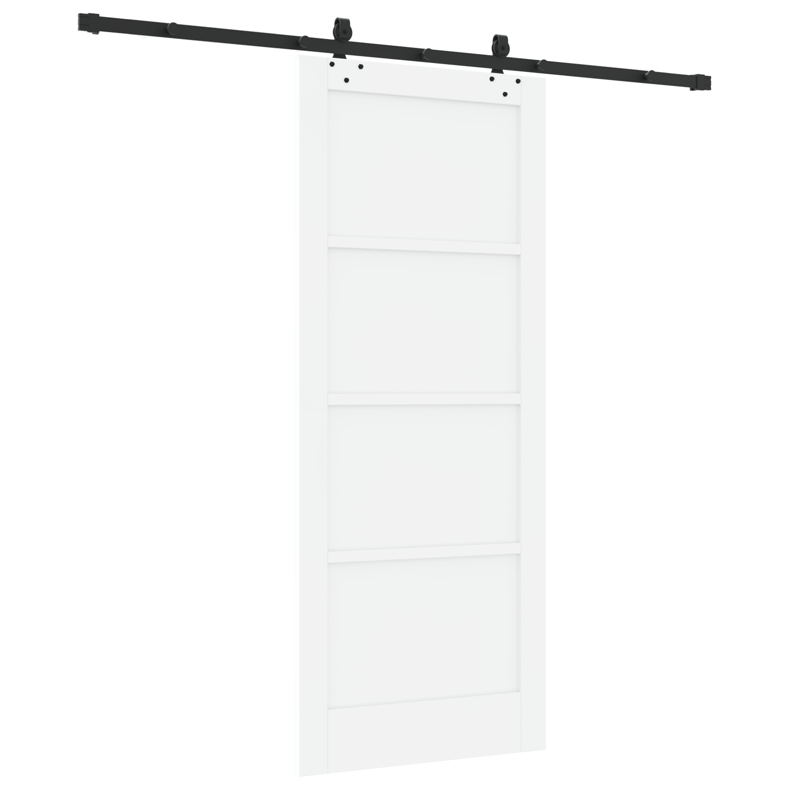 Sliding Door with Hardware Set "ORKDAL" White Solid Wood Pine - Image 6