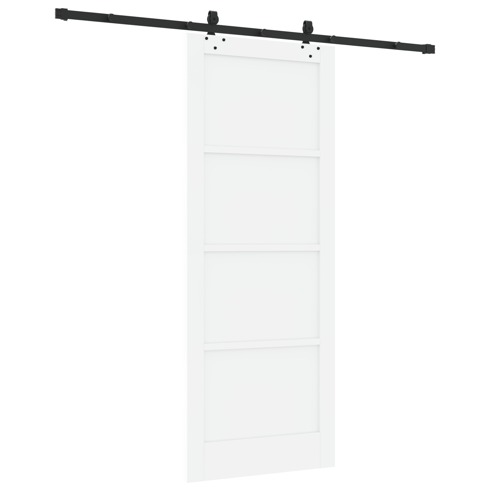 Sliding Door with Hardware Set 'ORKDAL'White Solid Wood Pine - Image 6