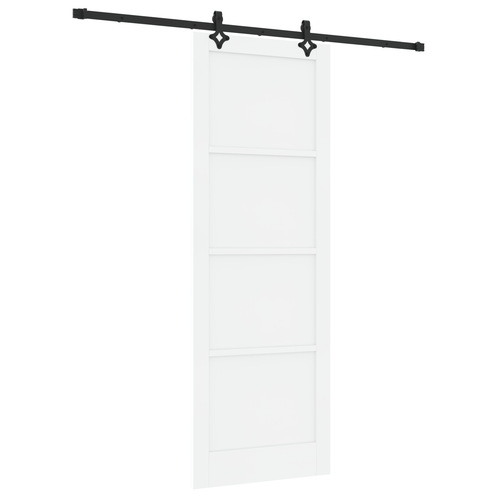 Sliding Door with Hardware Set "ORKDAL" White Solid Wood Pine - Image 2