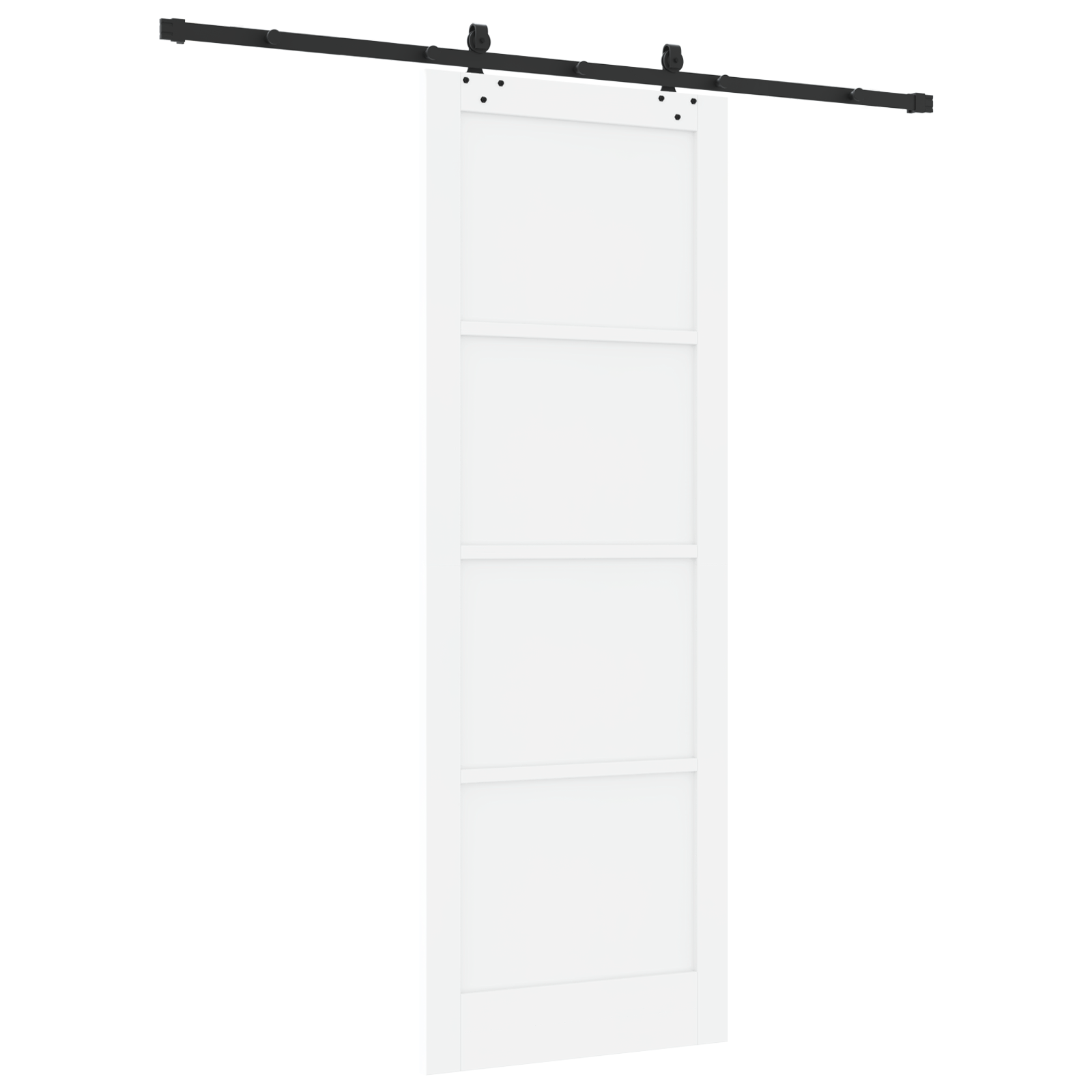 Sliding Door with Hardware Set "ORKDAL" White Solid Wood Pine - Image 6