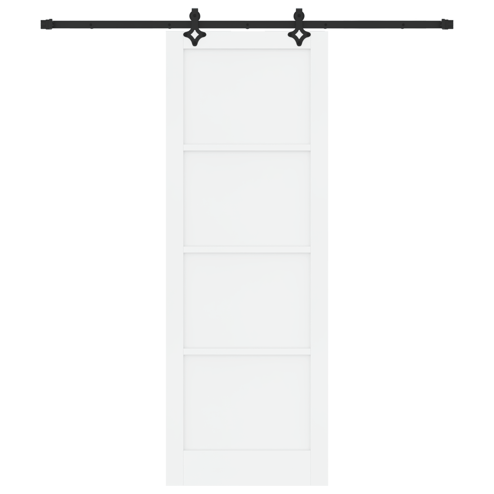 Sliding Door with Hardware Set "ORKDAL" White Solid Wood Pine - Image 4