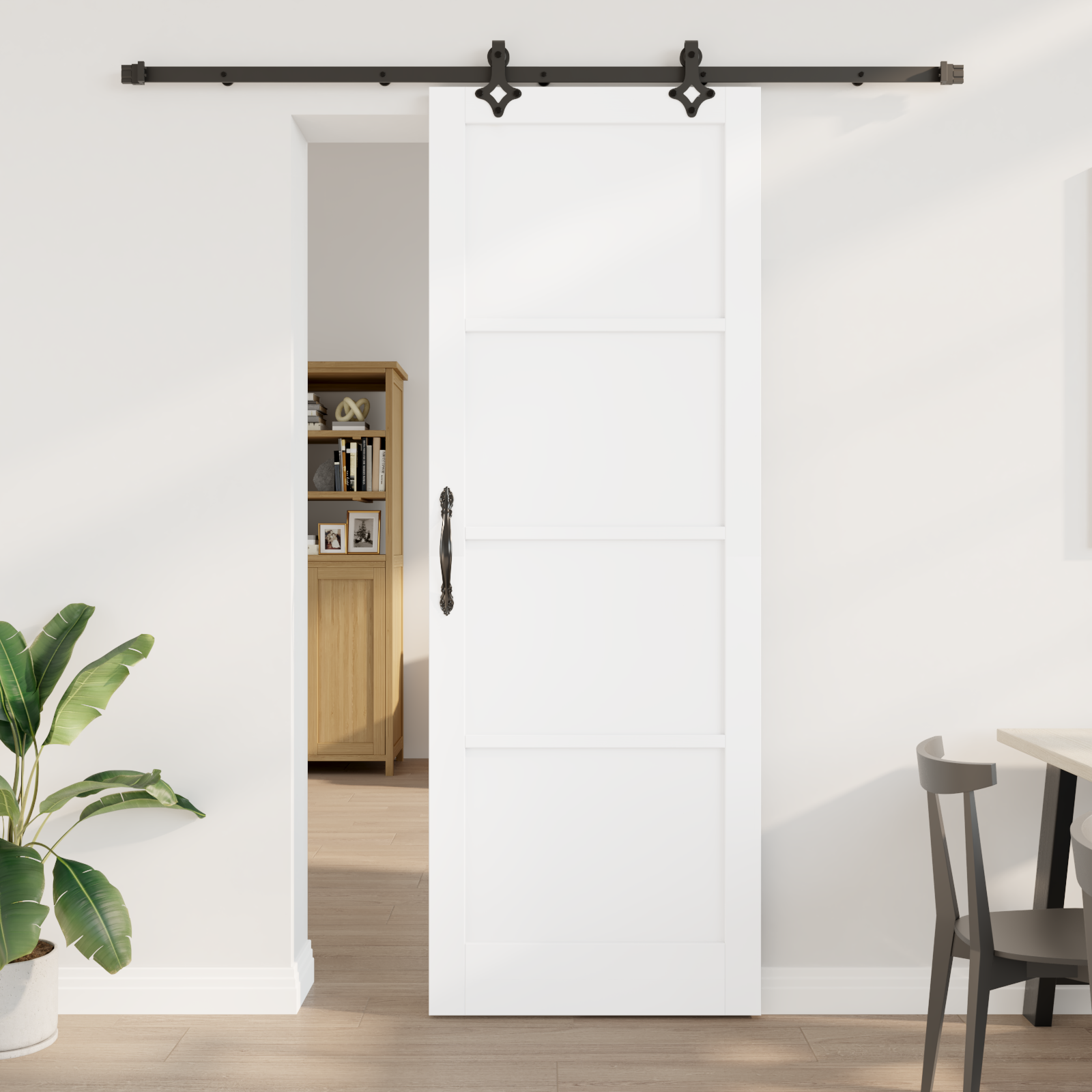 Sliding Door with Hardware Set "ORKDAL" White Solid Wood Pine