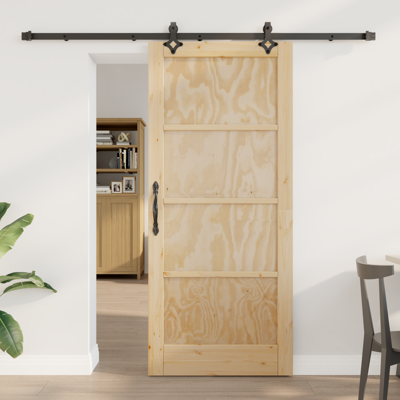 Sliding Door with Hardware Set 'ORKDAL'Solid Wood Pine