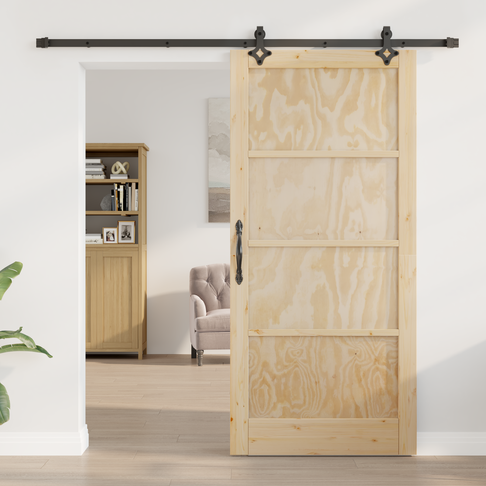 Sliding Door with Hardware Set "ORKDAL" Solid Wood Pine - Image 3