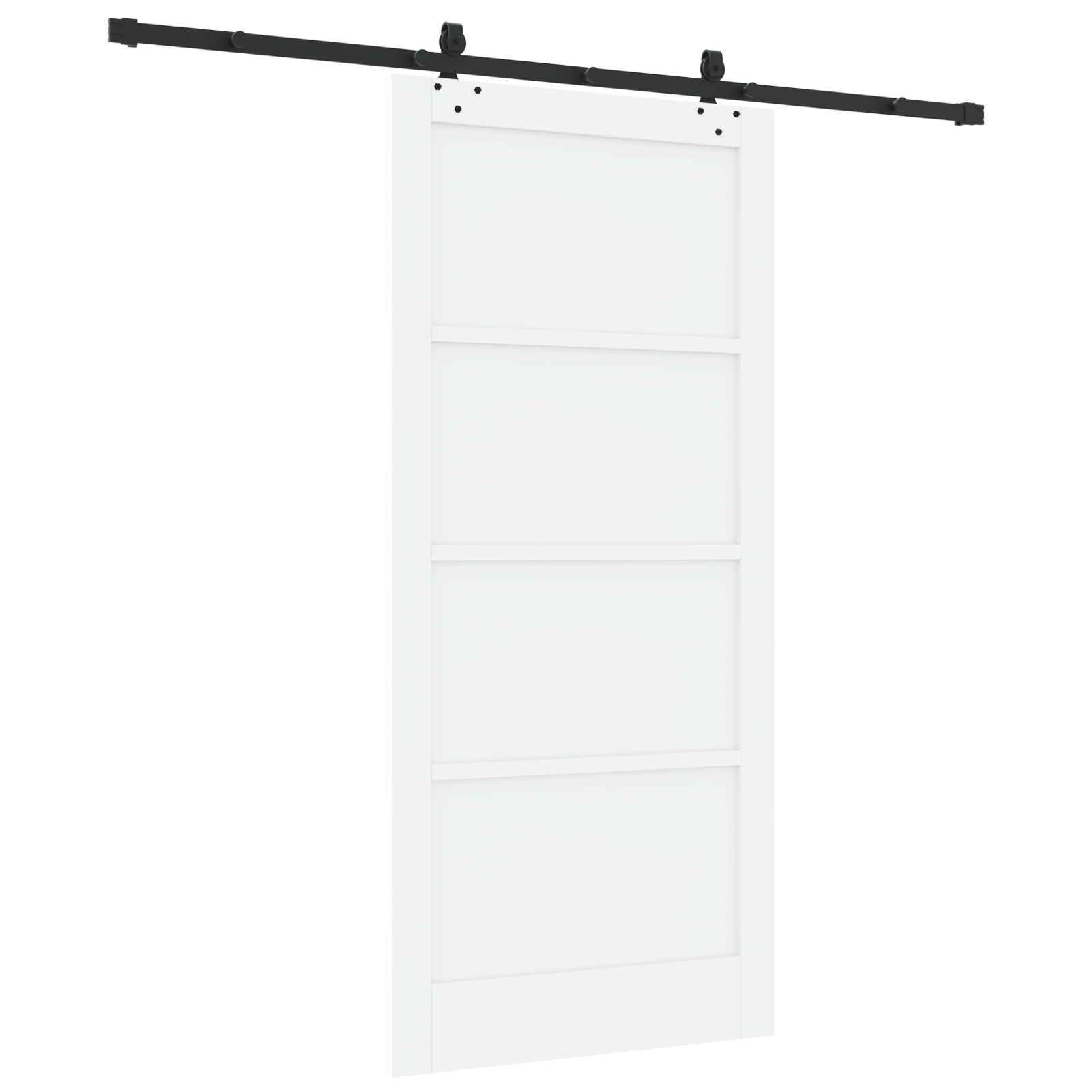 Sliding Door with Hardware Set 'ORKDAL'White Solid Wood Pine - Image 6