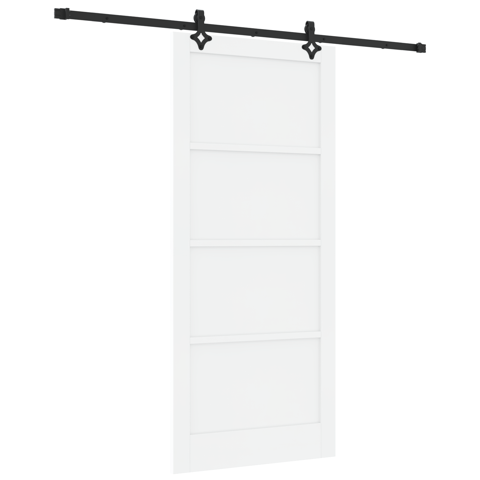 Sliding Door with Hardware Set 'ORKDAL'White Solid Wood Pine - Image 2
