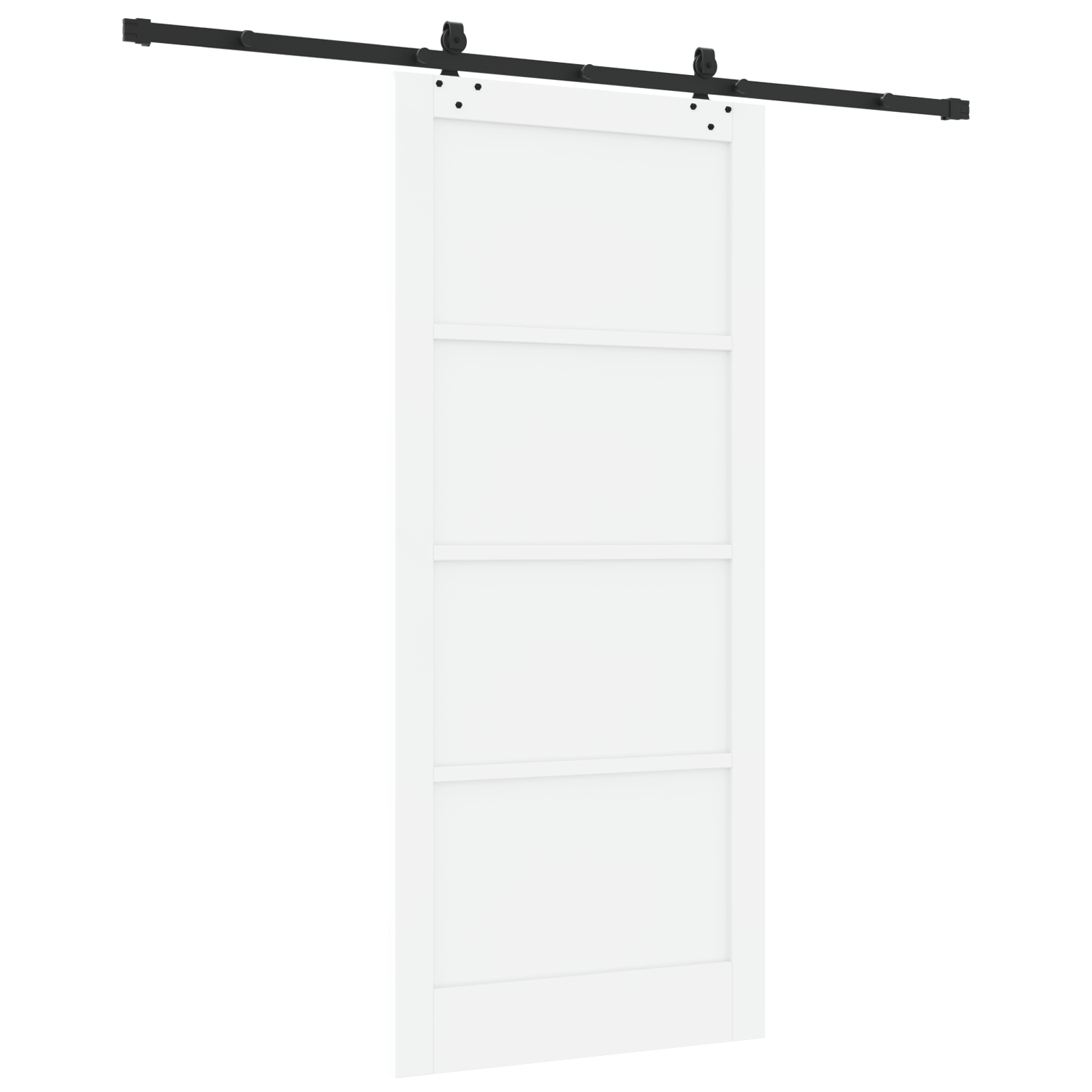 Sliding Door with Hardware Set 'ORKDAL'White Solid Wood Pine - Image 6