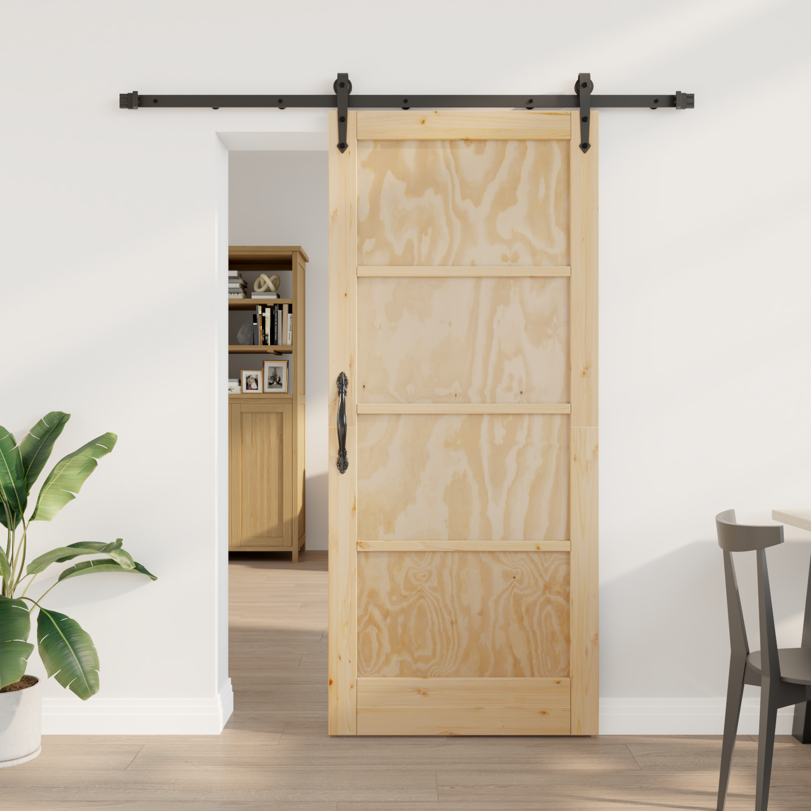 Sliding Door with Hardware Set 78x202 cm Solid Wood Pine
