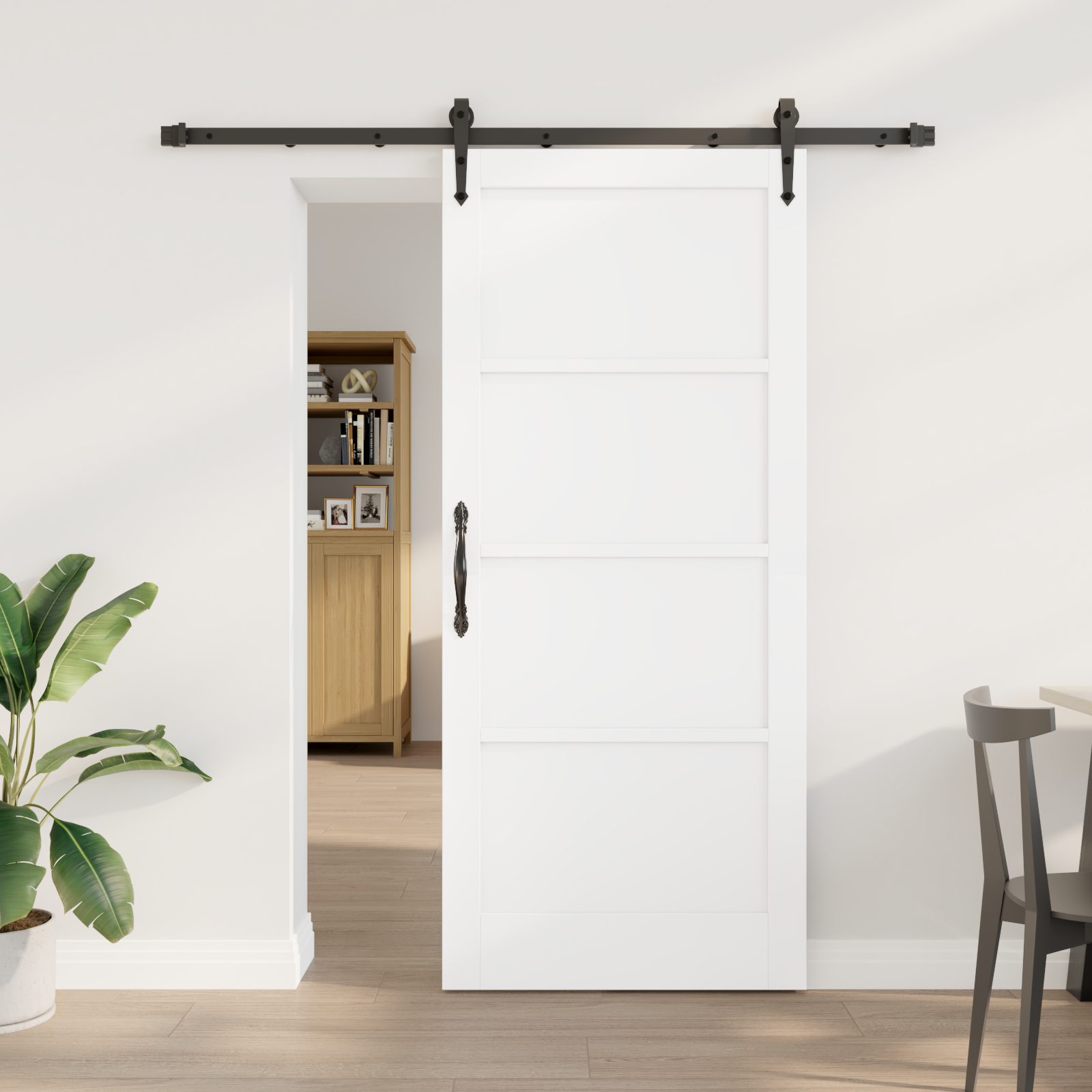 Sliding Door with Hardware Set White 78x202 cm Solid Wood Pine