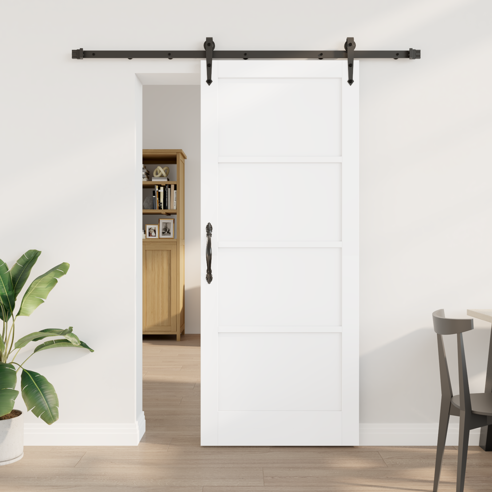 Sliding Door with Hardware Set White 83x202 cm Solid Wood Pine