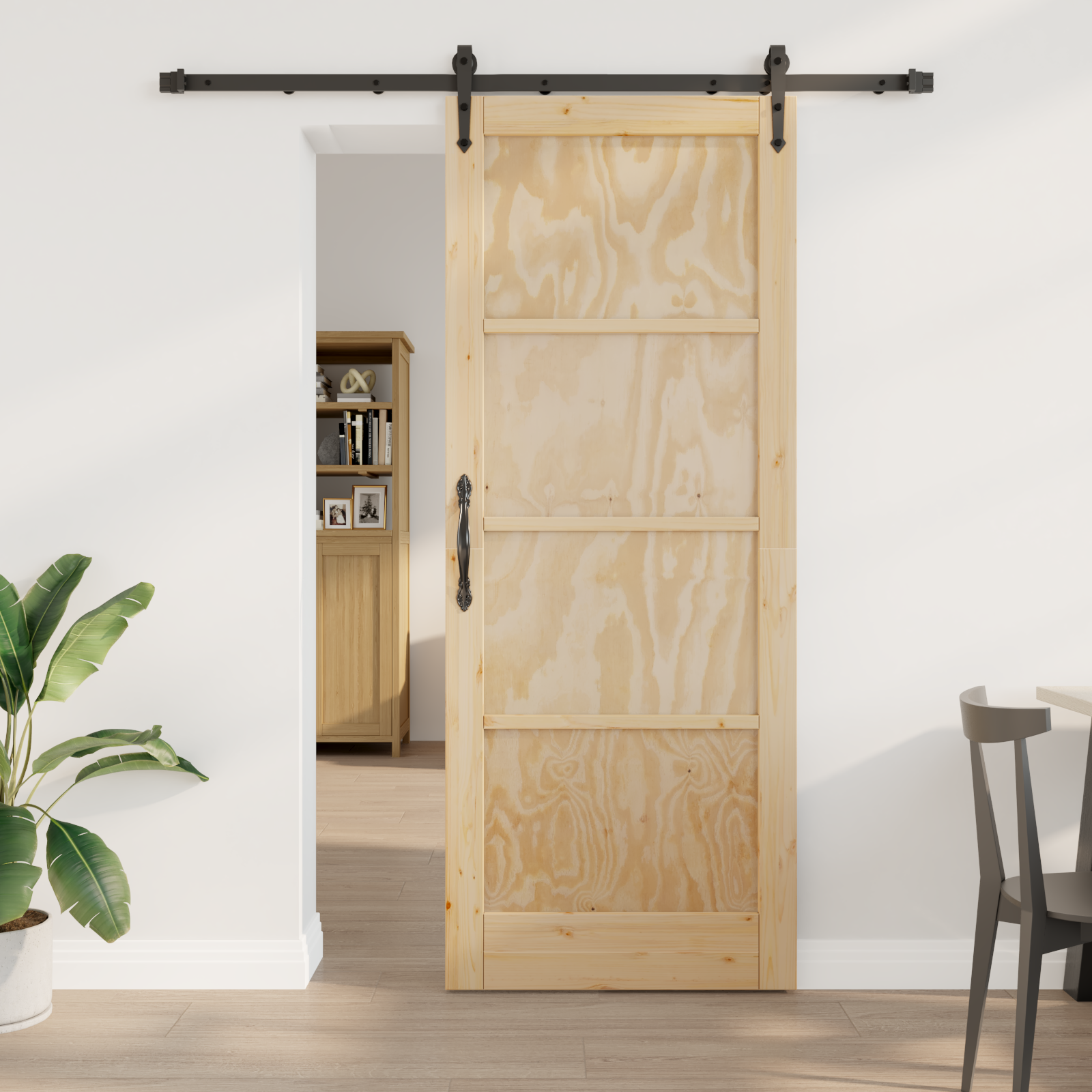 Sliding Door with Hardware Set 83x211 cm Solid Wood Pine