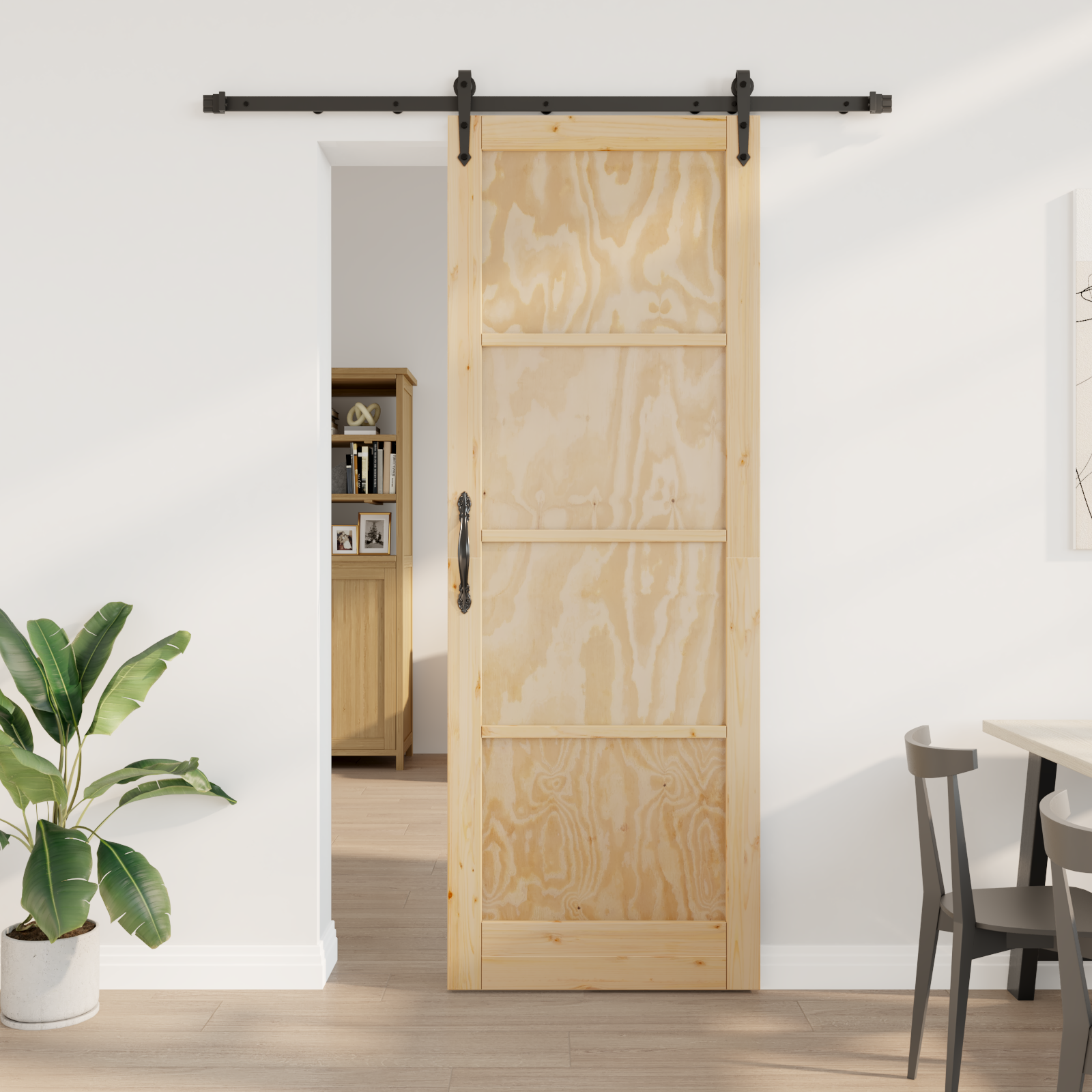 Sliding Door with Hardware Set 83x232 cm Solid Wood Pine