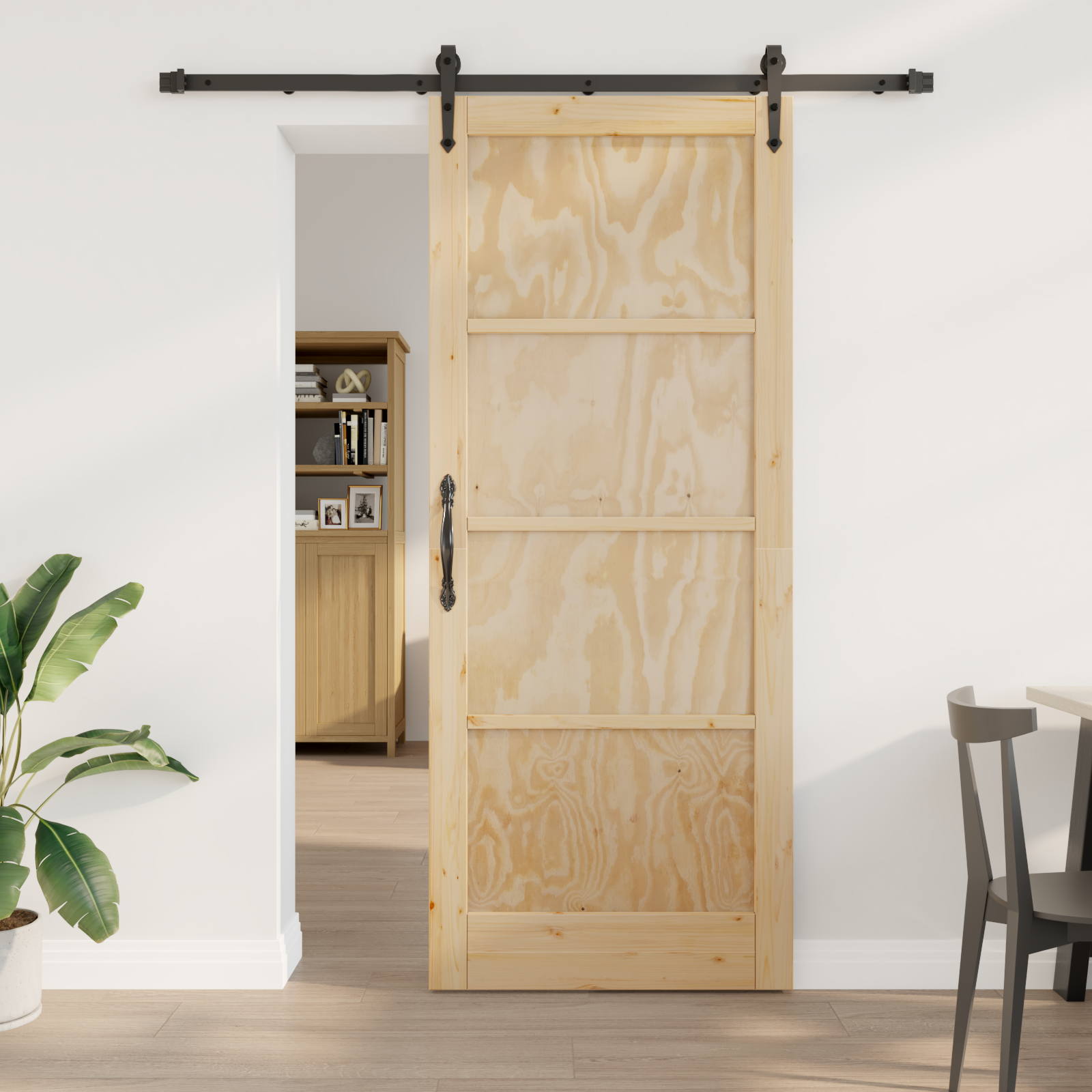 Sliding Door with Hardware Set 86x211 cm Solid Wood Pine