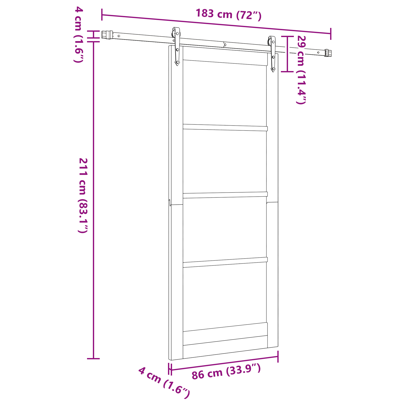 Sliding Door with Hardware Set 86x211 cm Solid Wood Pine - Image 7