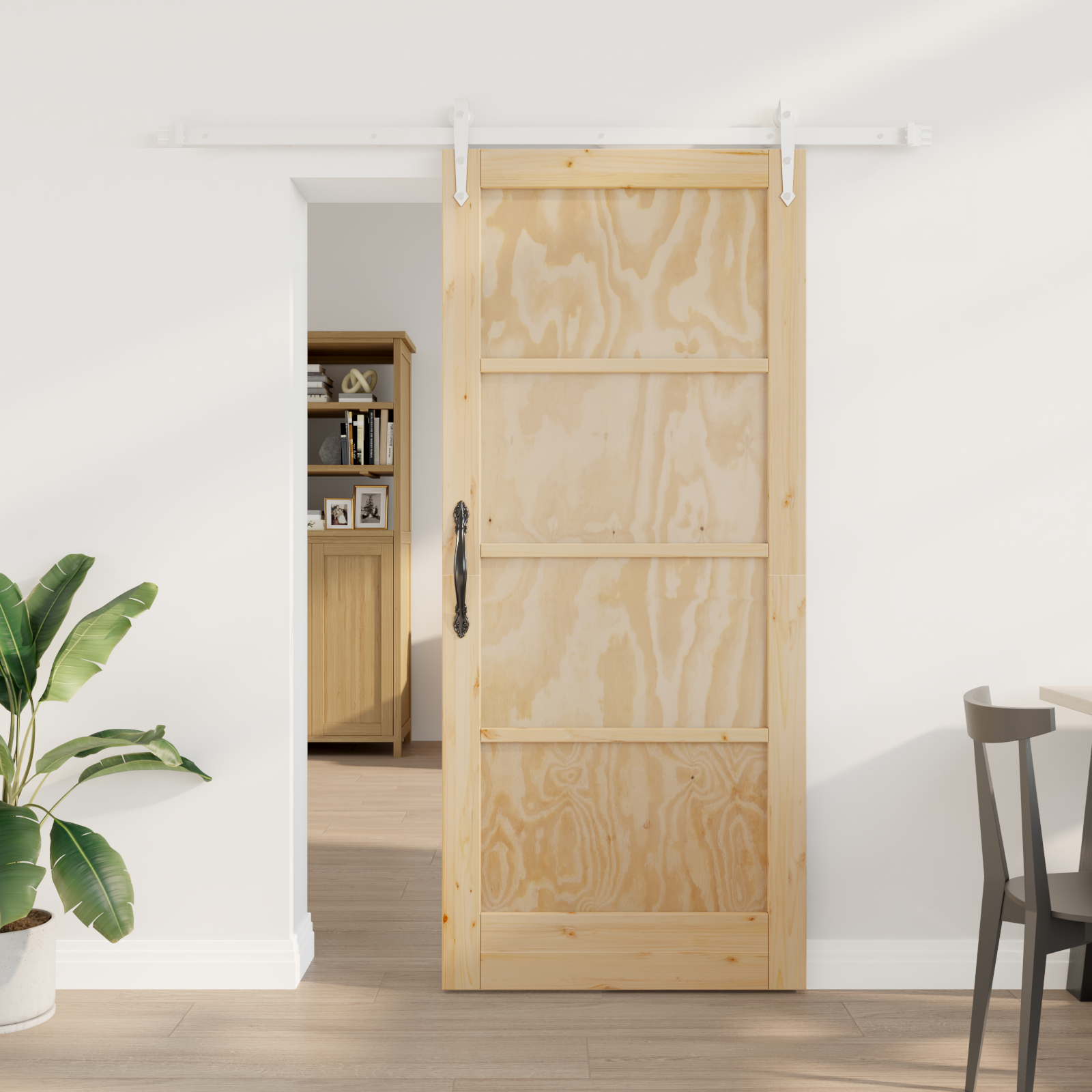 Sliding Door with Hardware Set 78x202 cm Solid Wood Pine