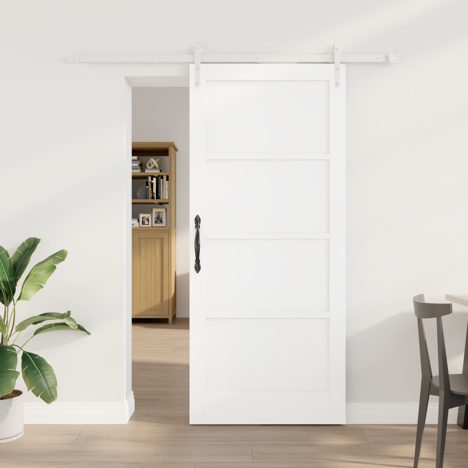Sliding Door with Hardware Set White 78x202 cm Solid Wood Pine