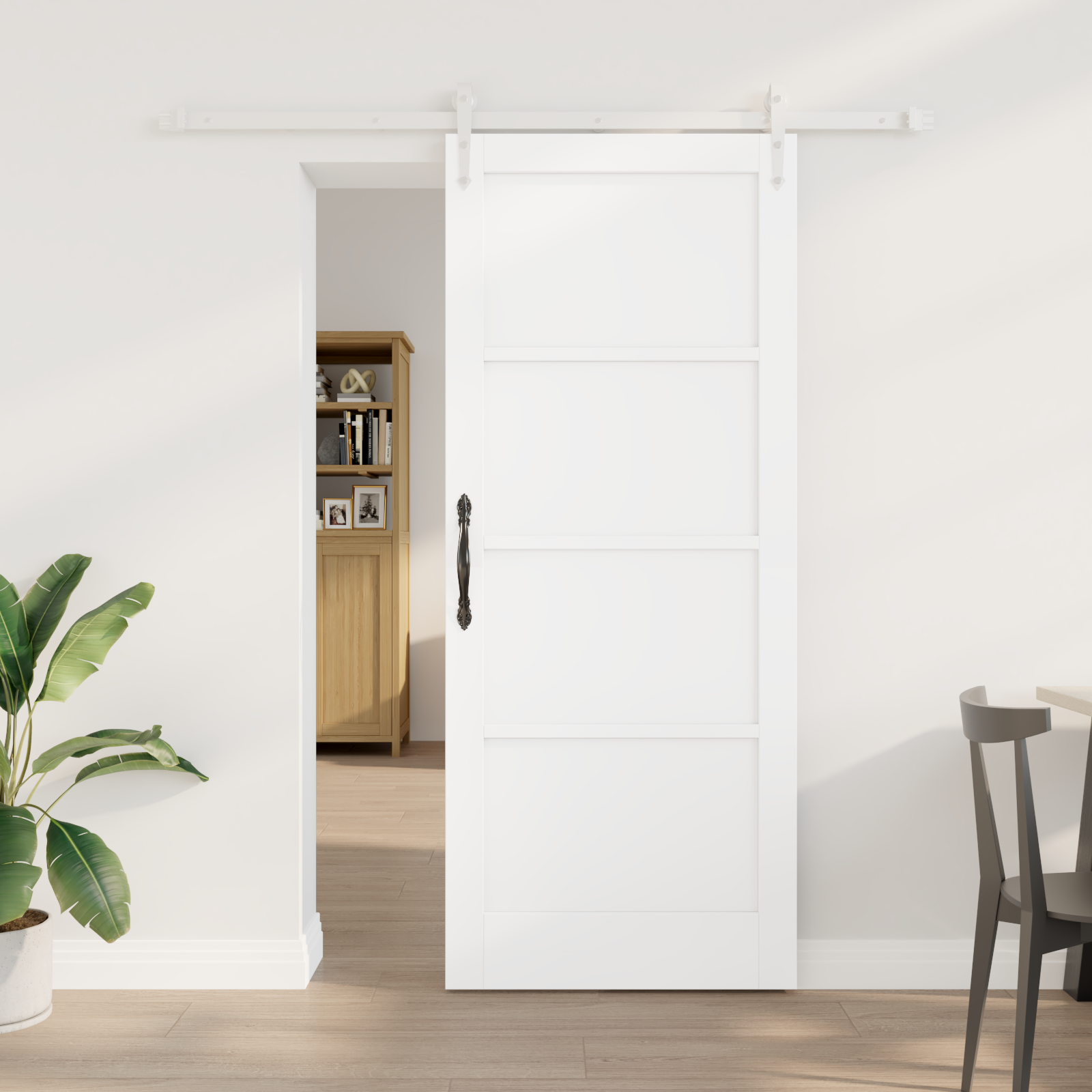 Sliding Door with Hardware Set White 83x202 cm Solid Wood Pine