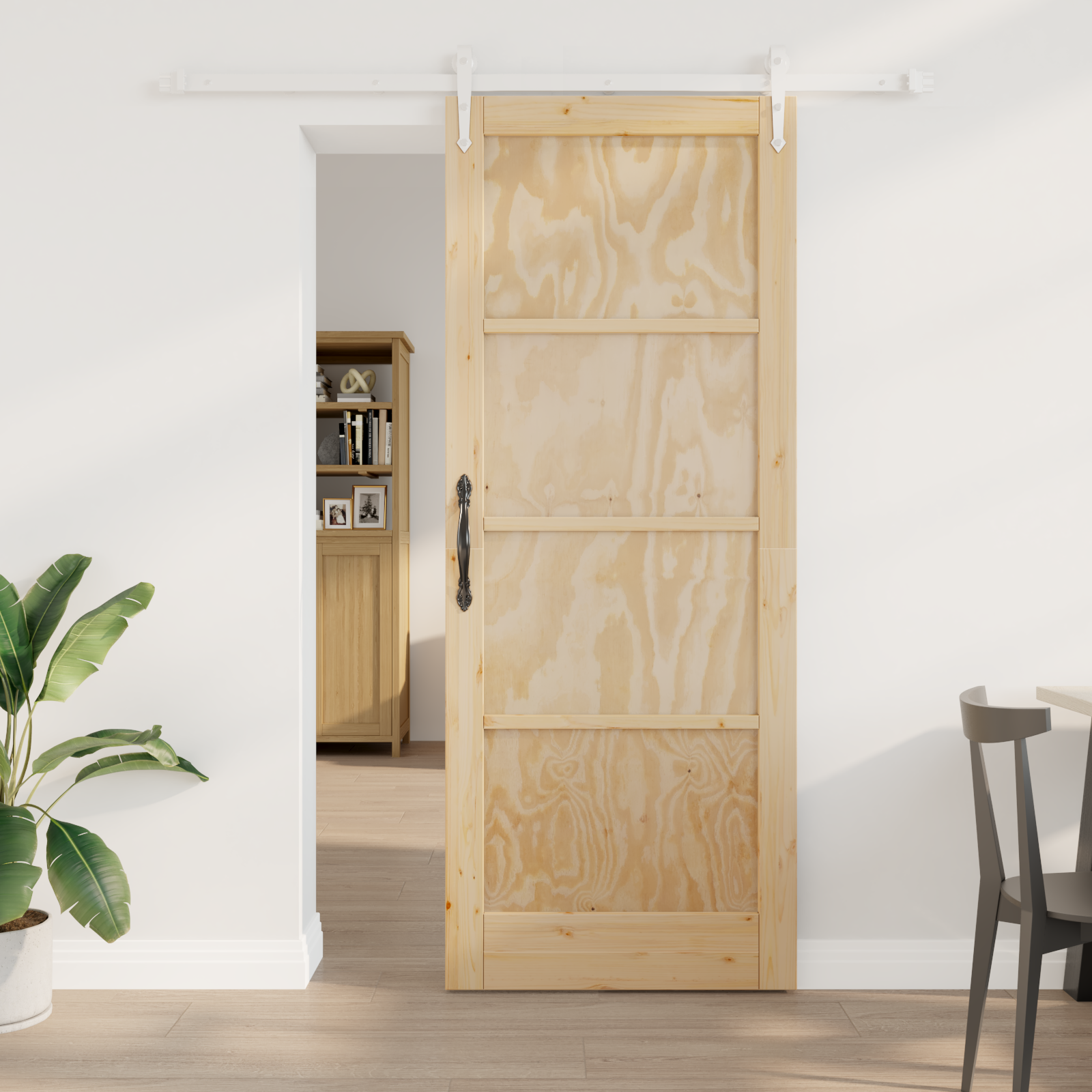 Sliding Door with Hardware Set 83x211 cm Solid Wood Pine