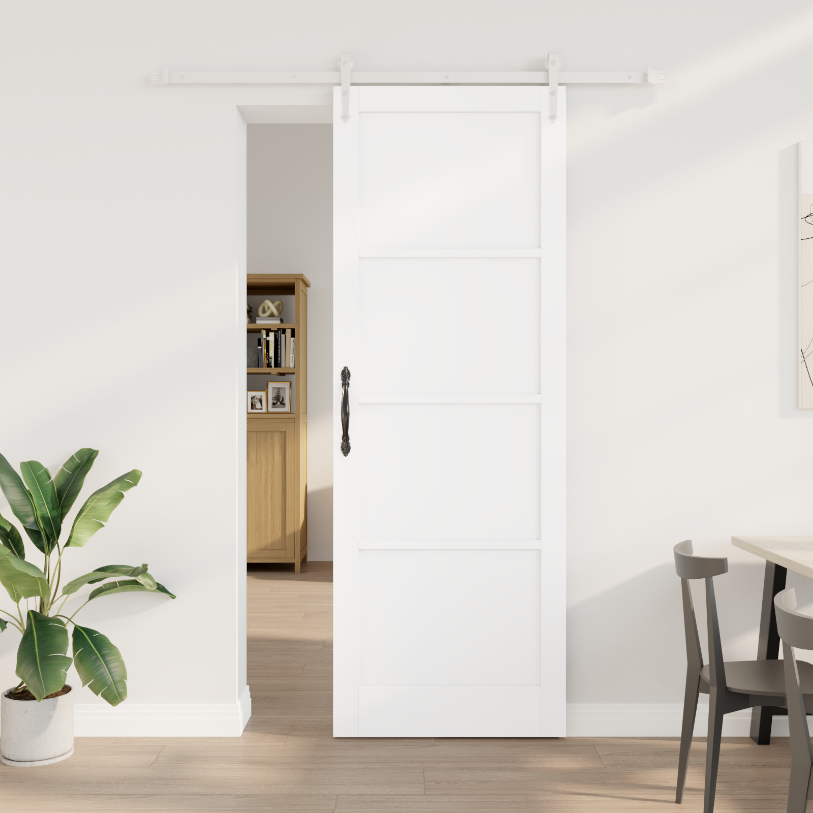 Sliding Door with Hardware Set White 83x232 cm Solid Wood Pine