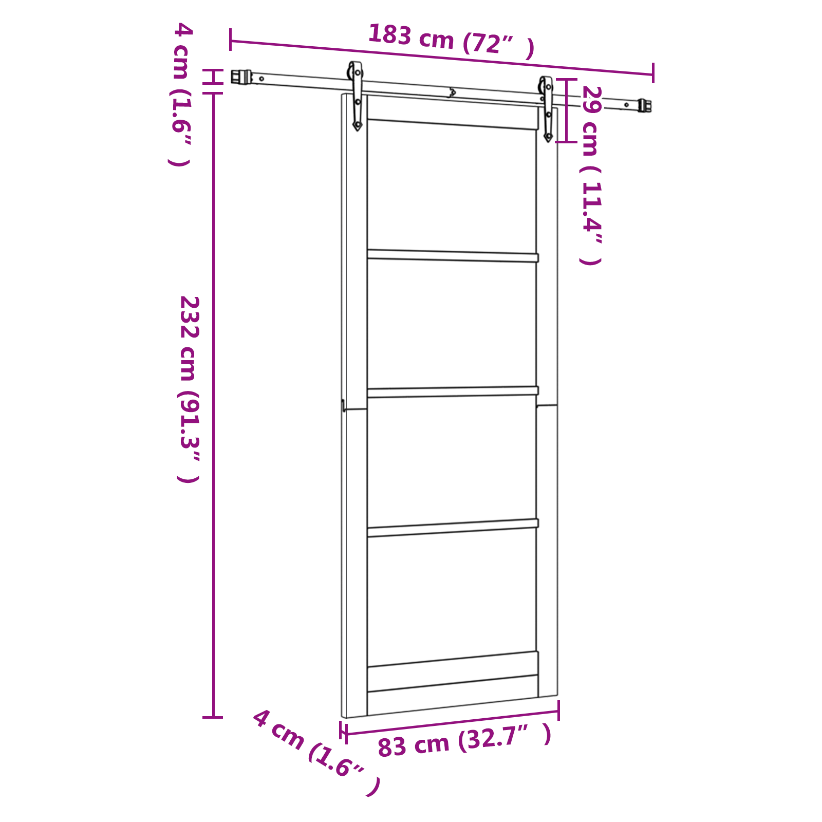 Sliding Door with Hardware Set White 83x232 cm Solid Wood Pine - Image 11