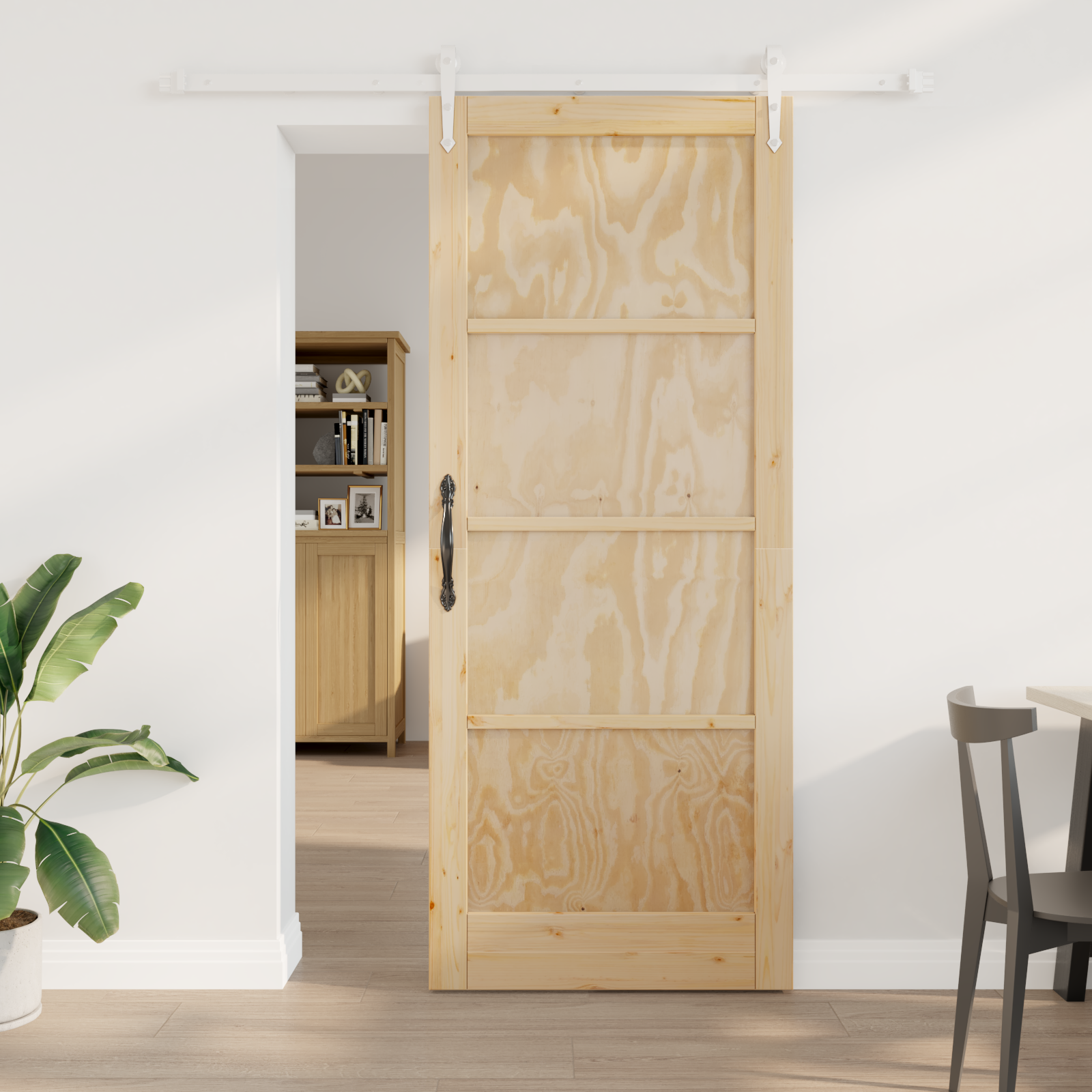 Sliding Door with Hardware Set 86x211 cm Solid Wood Pine