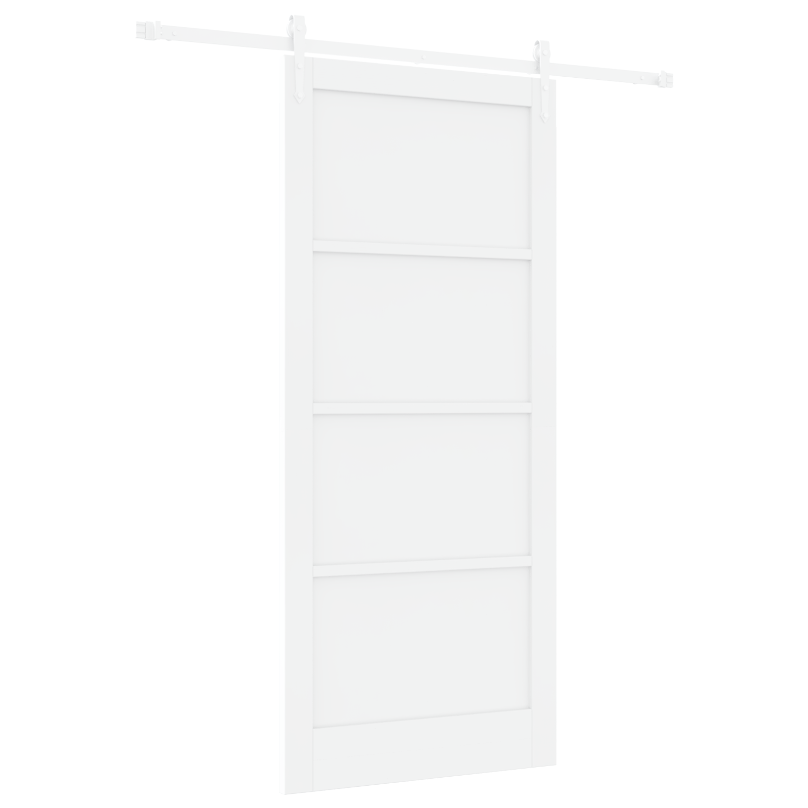 Sliding Door with Hardware Set White 93x211 cm Solid Wood Pine - Image 2
