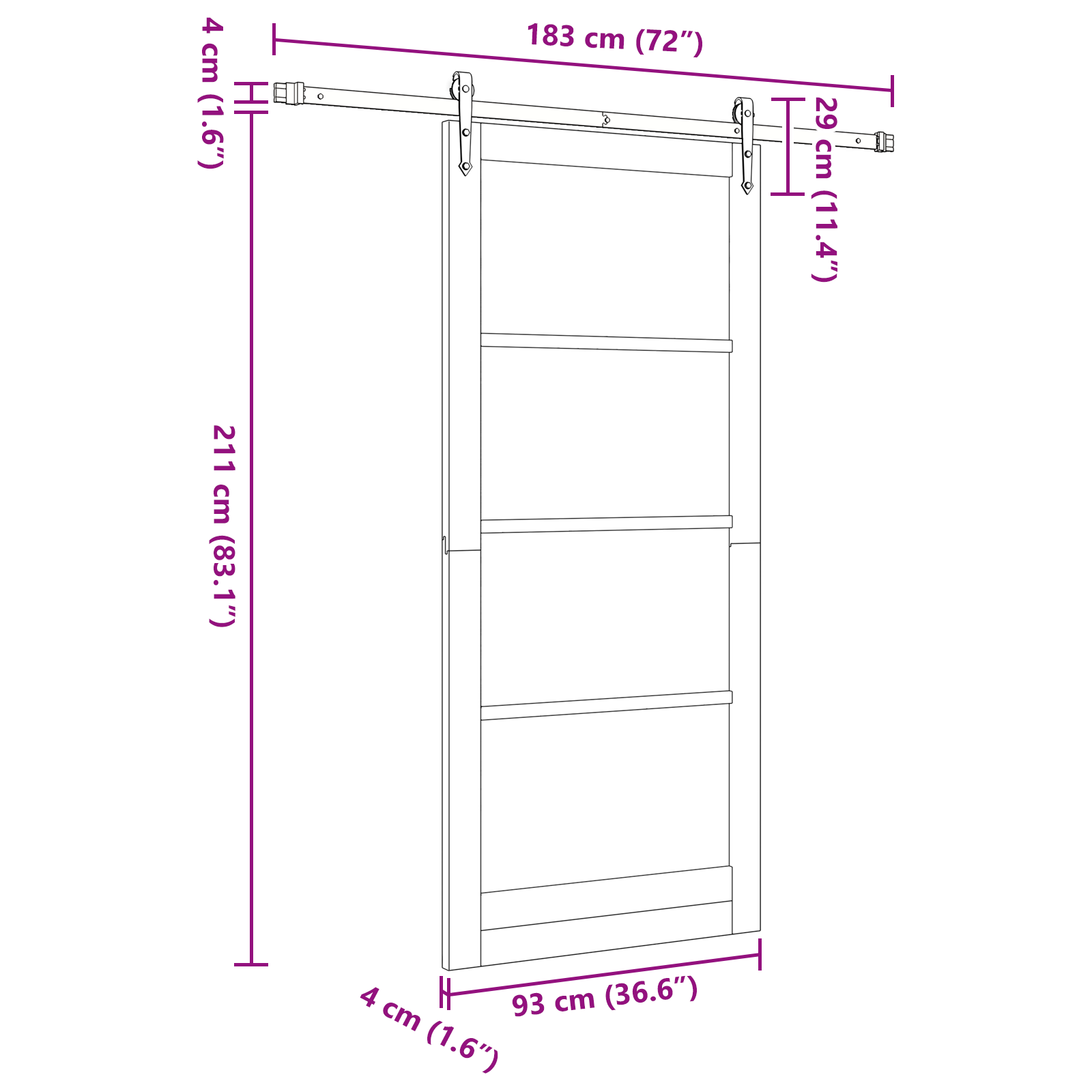 Sliding Door with Hardware Set White 93x211 cm Solid Wood Pine - Image 11