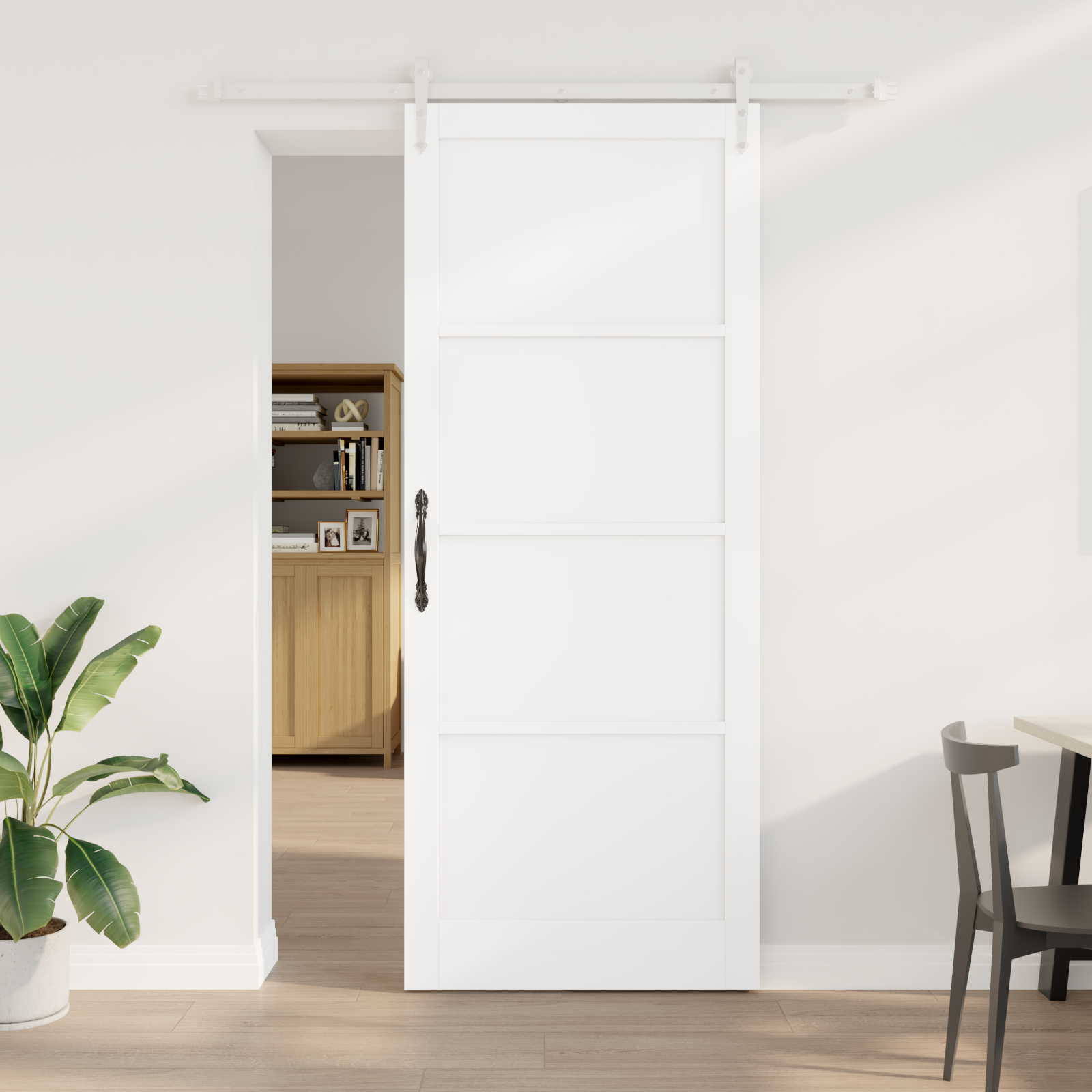 Sliding Door with Hardware Set White 93x232 cm Solid Wood Pine