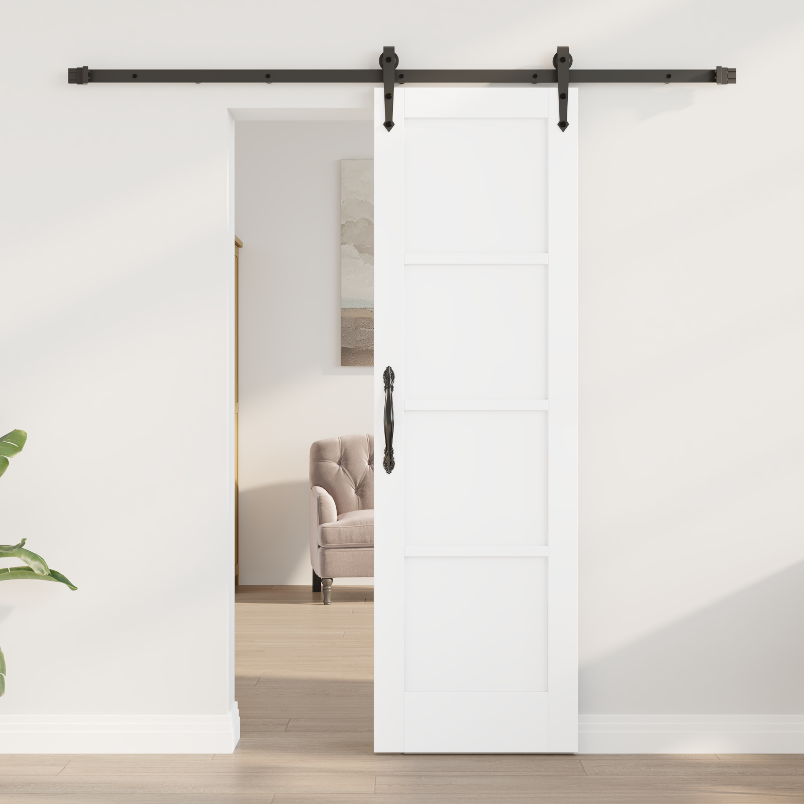 Sliding Door with Hardware Set White 61x198.5 cm Solid Wood Pine - Image 3