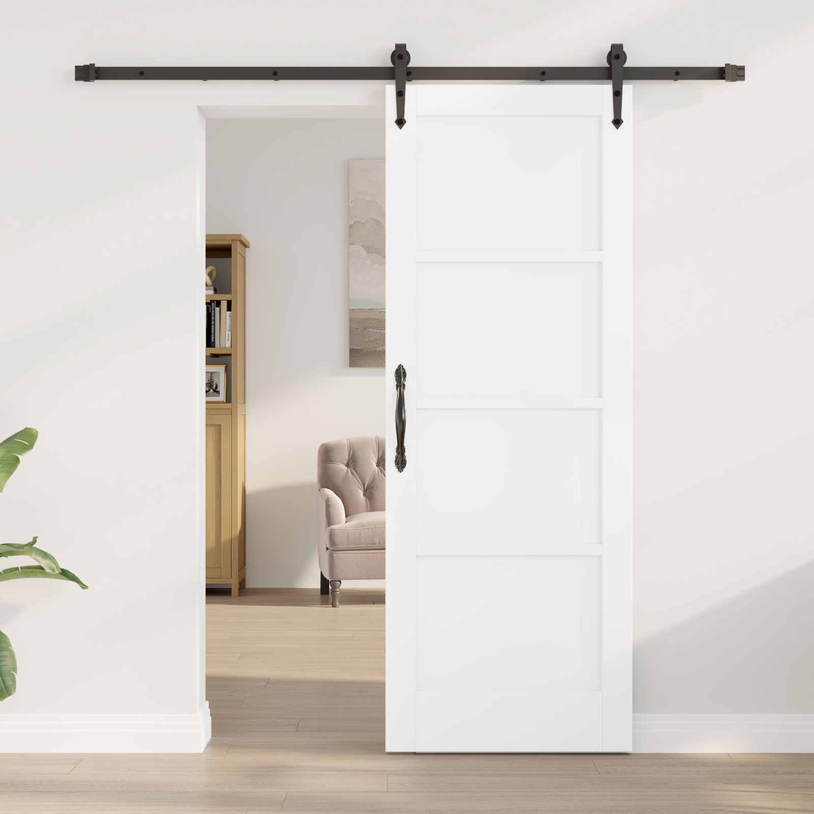 Sliding Door with Hardware Set White 73.5x198.5 cm Solid Wood Pine - Image 3