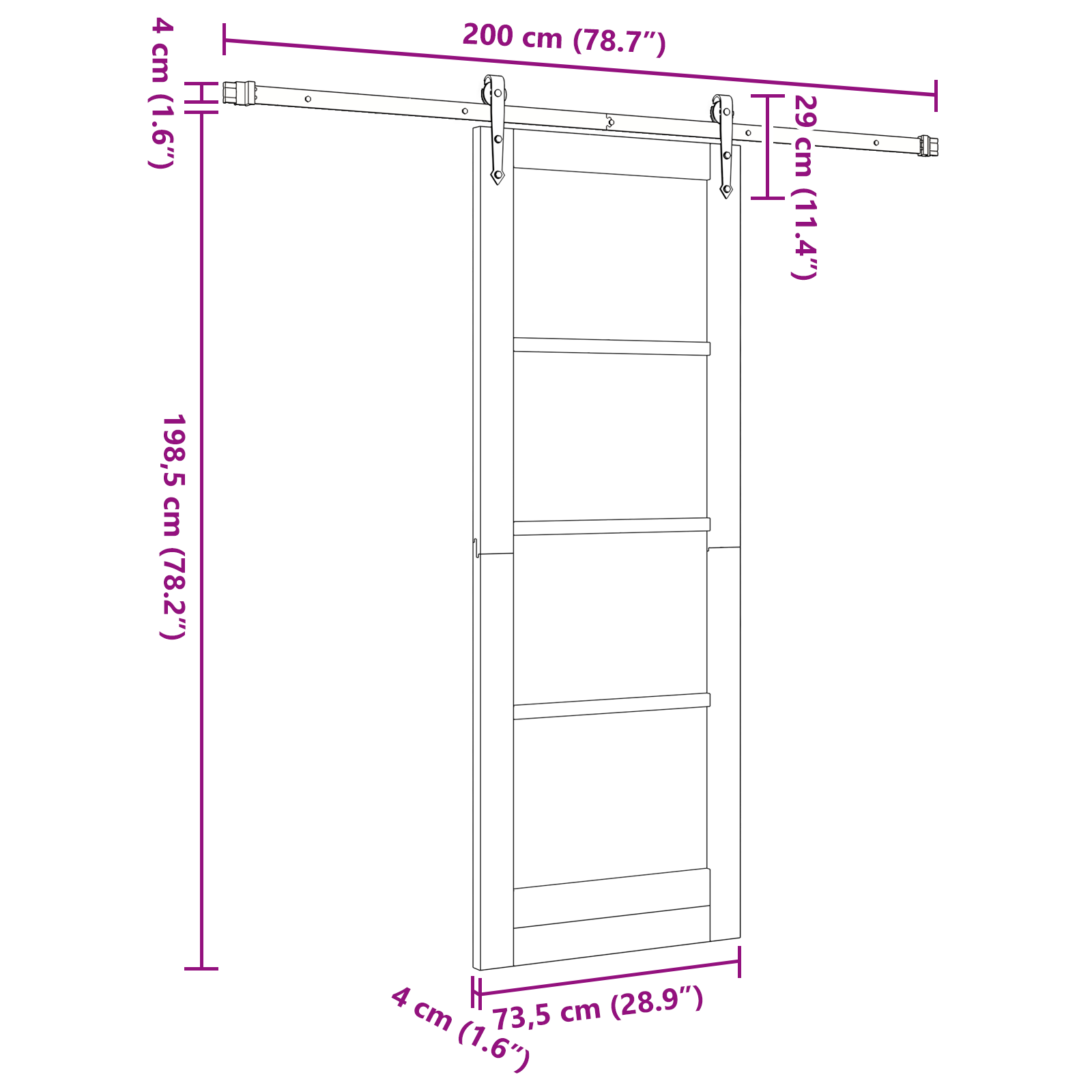 Sliding Door with Hardware Set White 73.5x198.5 cm Solid Wood Pine - Image 11