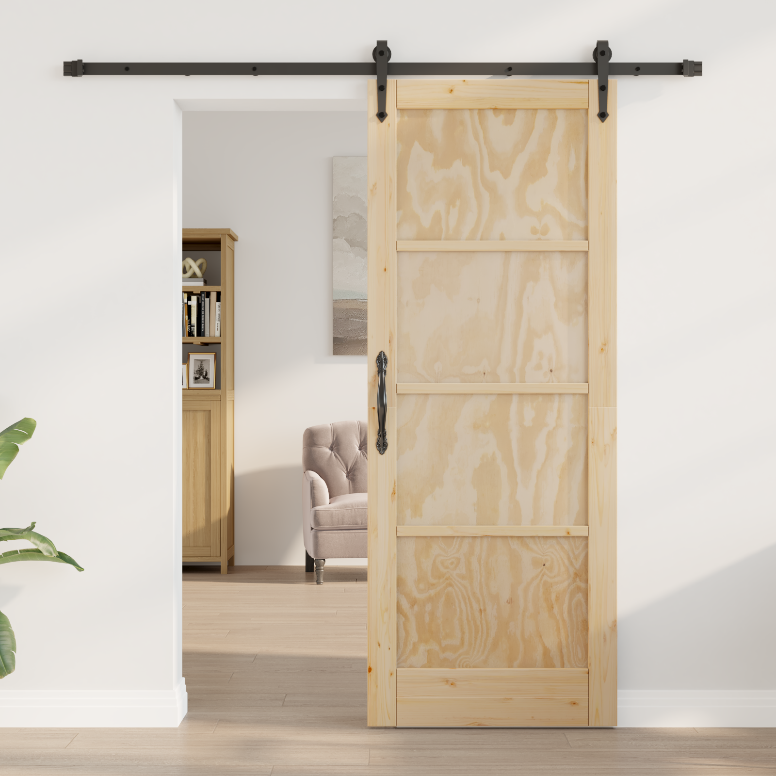 Sliding Door with Hardware Set 78x202 cm Solid Wood Pine - Image 3