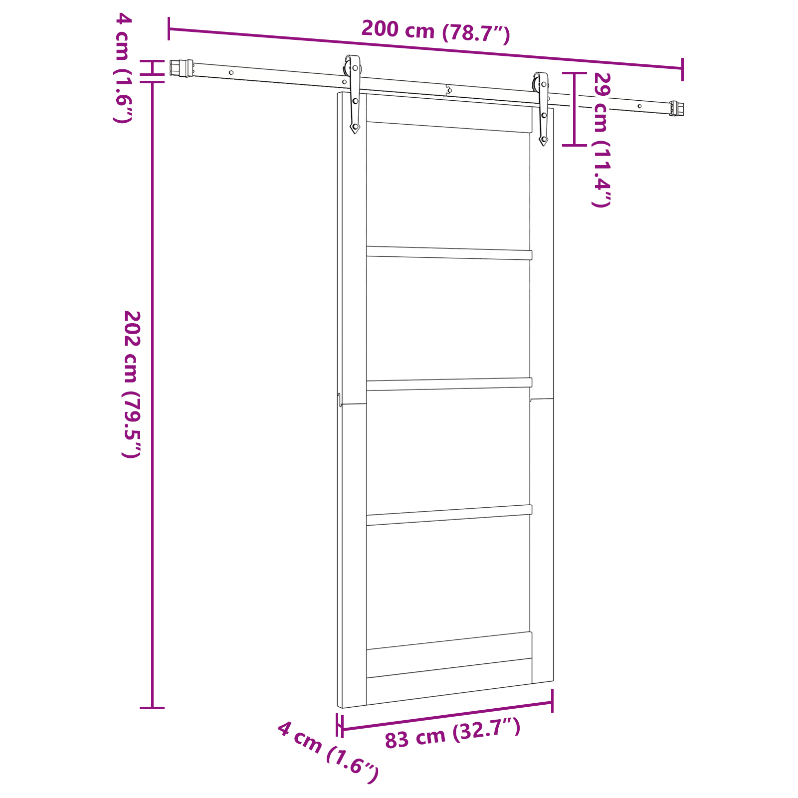 Sliding Door with Hardware Set 83x202 cm Solid Wood Pine - Image 11