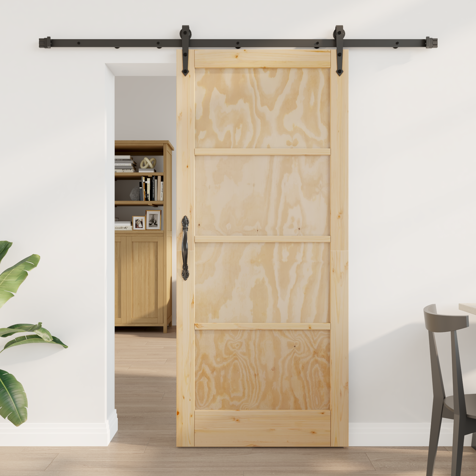 Sliding Door with Hardware Set 86x198.5 cm Solid Wood Pine