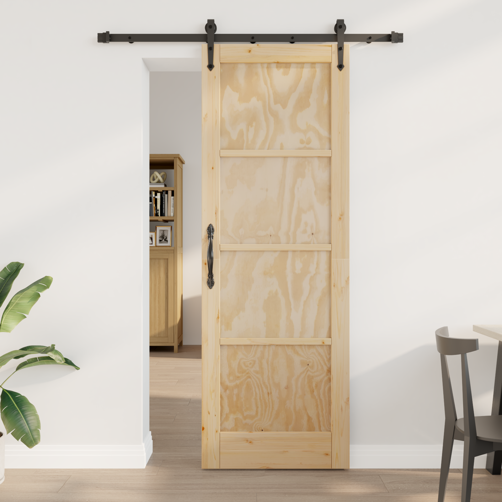 Sliding Door with Hardware Set 'ORKDAL'Solid Wood Pine
