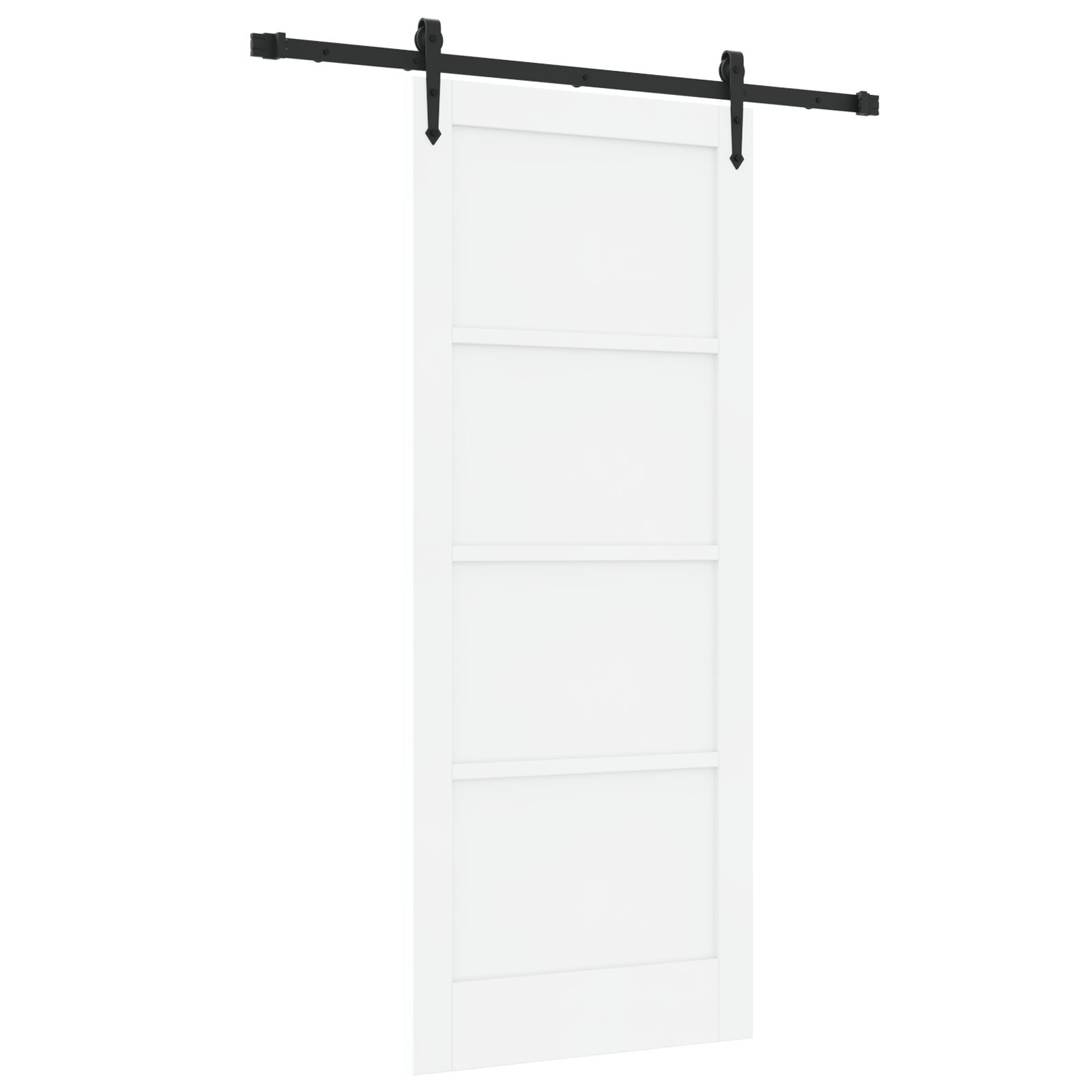 Sliding Door with Hardware Set 'ORKDAL'White Solid Wood Pine - Image 2