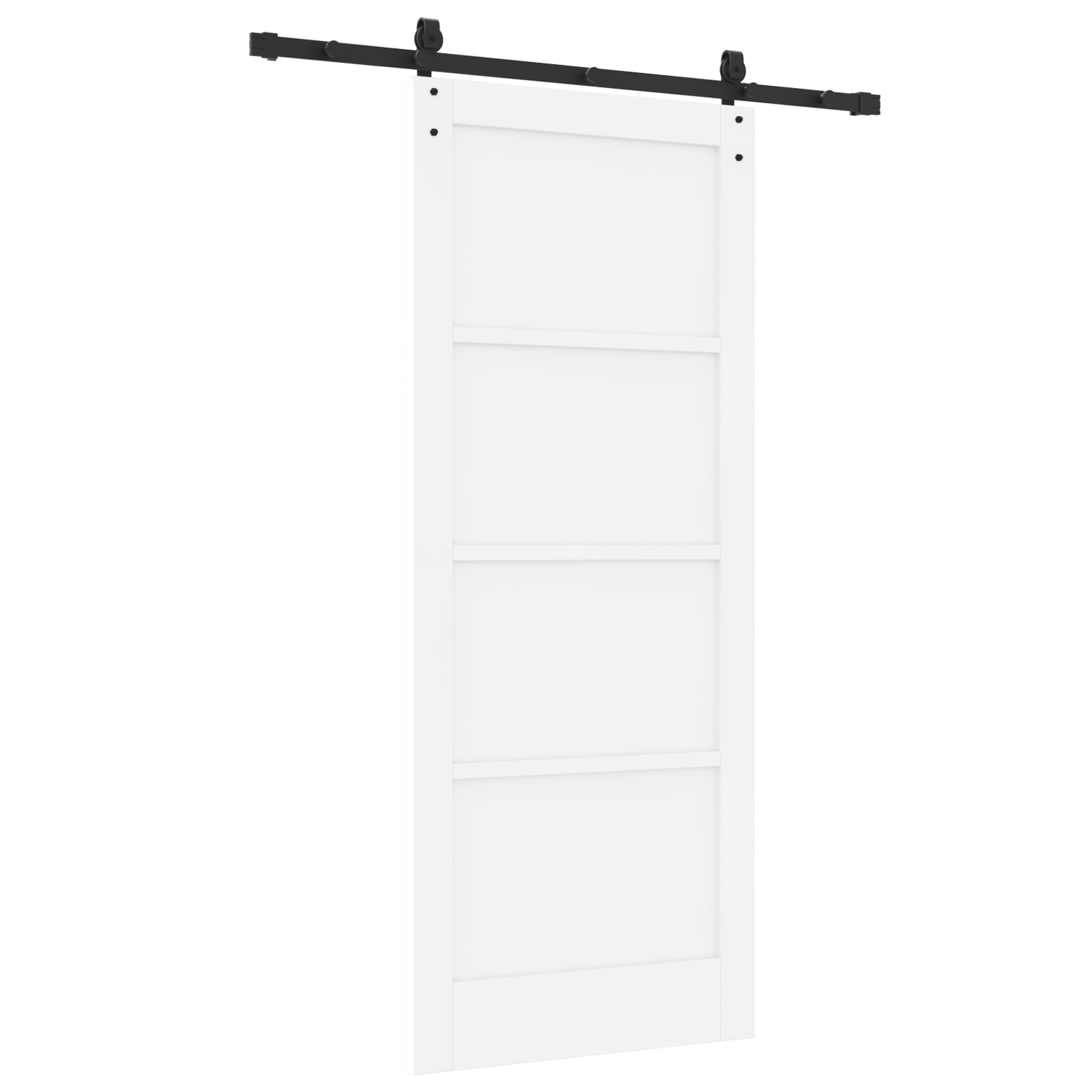 Sliding Door with Hardware Set 'ORKDAL'White Solid Wood Pine - Image 6