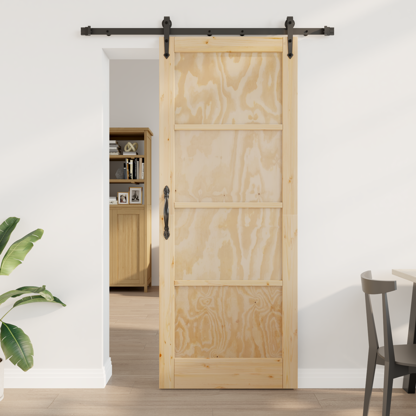 Sliding Door with Hardware Set 'ORKDAL'Solid Wood Pine